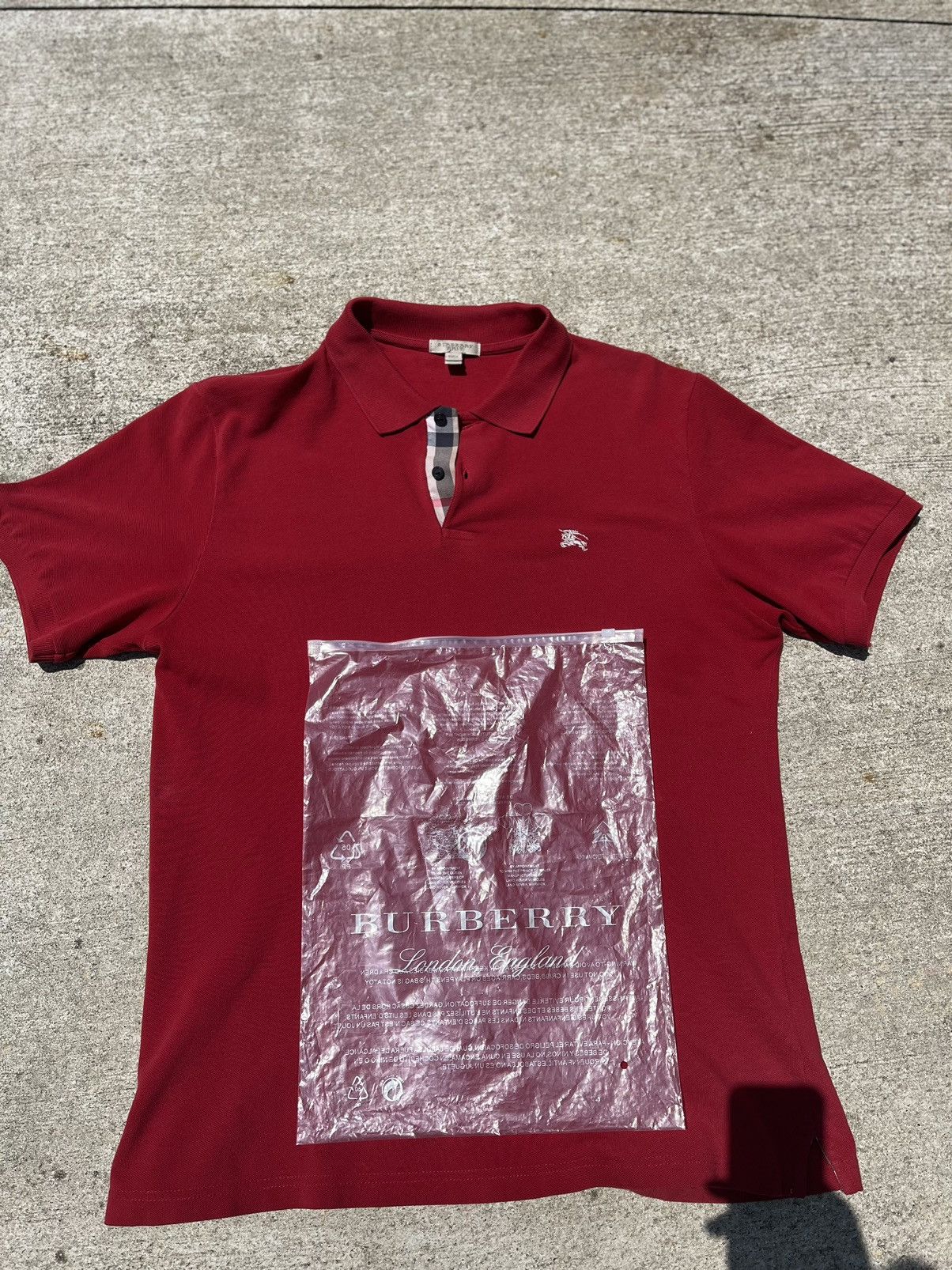image of Burberry Brit Vintage Red Polo, Men's (Size Large)