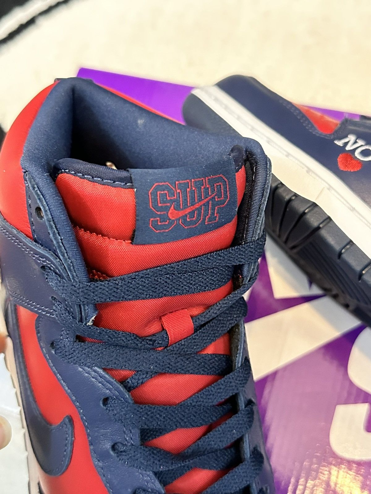 Nike × Supreme Nike SB Dunk High Supreme “By Any Means” Navy Size US 8 / EU 41 - 6 Thumbnail