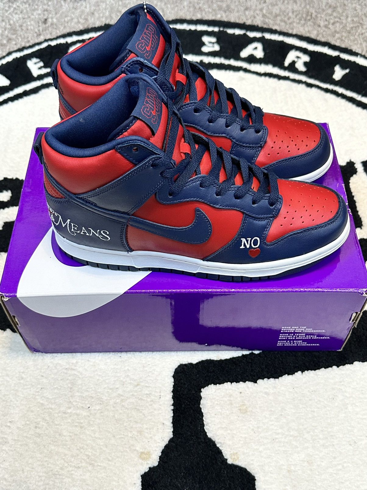 Nike × Supreme Nike SB Dunk High Supreme “By Any Means” Navy Size US 8 / EU 41 - 2 Thumbnail