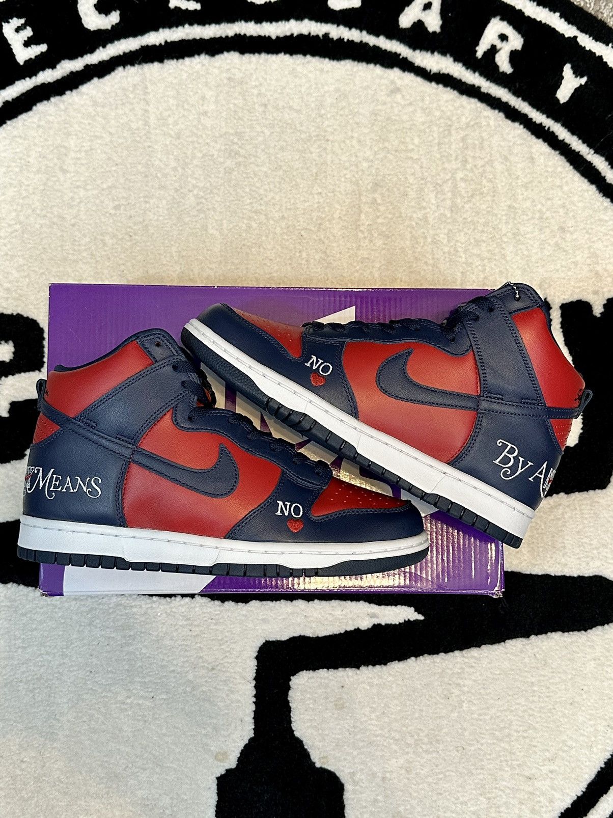 Nike × Supreme Nike SB Dunk High Supreme “By Any Means” Navy Size US 8 / EU 41 - 1 Thumbnail