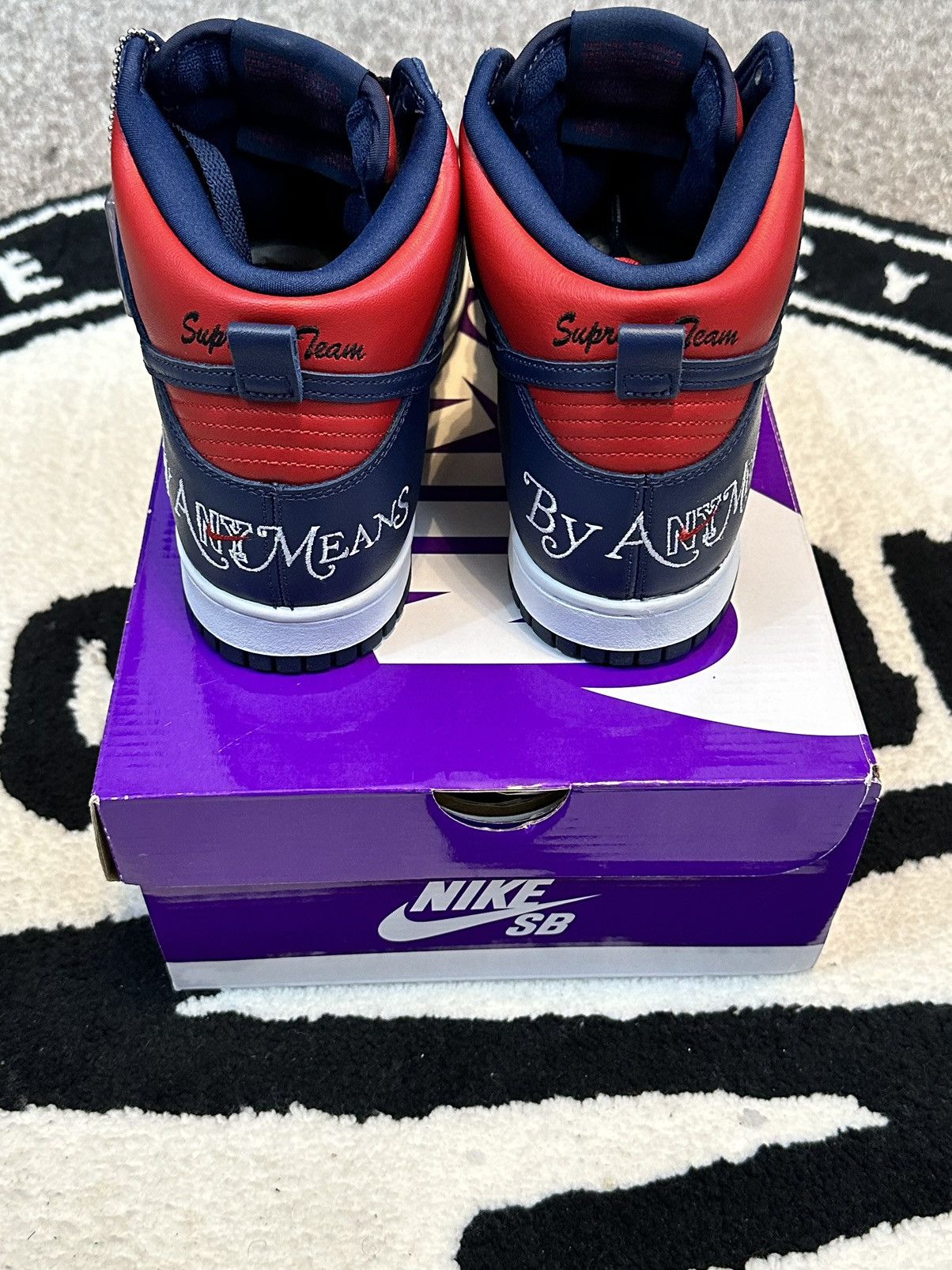 Nike × Supreme Nike SB Dunk High Supreme “By Any Means” Navy Size US 8 / EU 41 - 4 Thumbnail