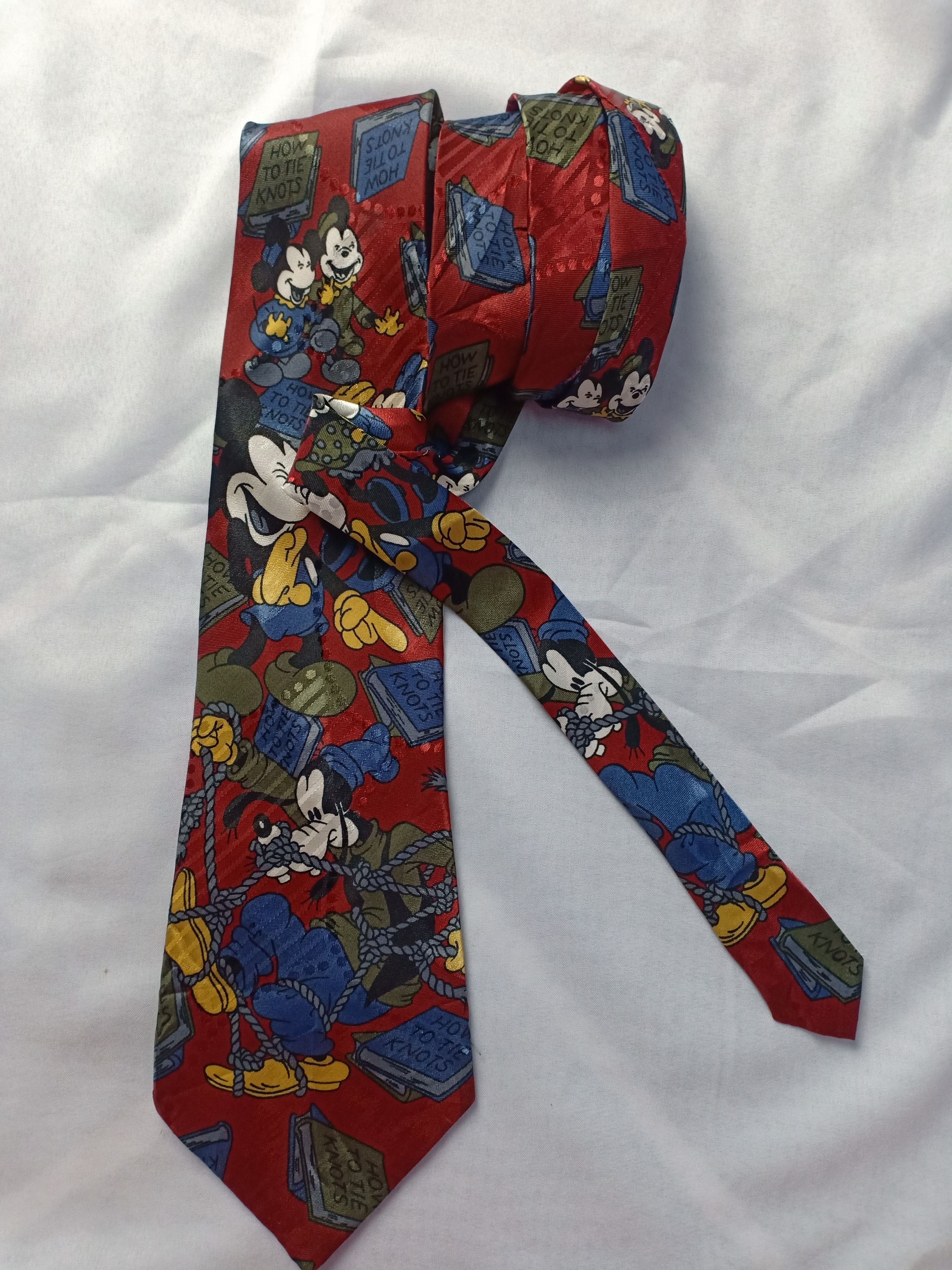 image of Cartoon Network x Mickey Mouse Vintage John & Lois Silk Mickey Mouse All Over Printed in Red/Navy