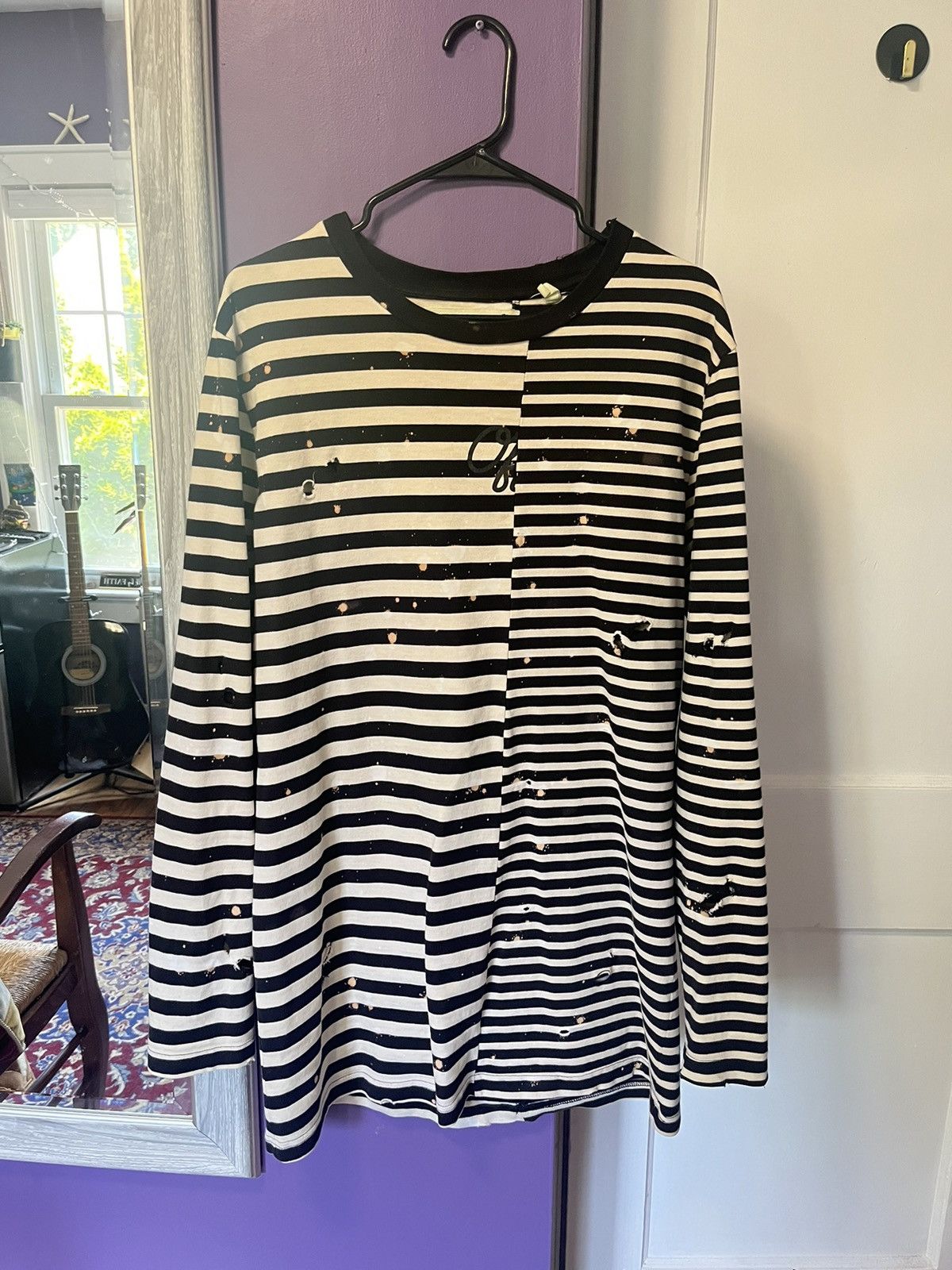 Off white striped long sleeve best sale