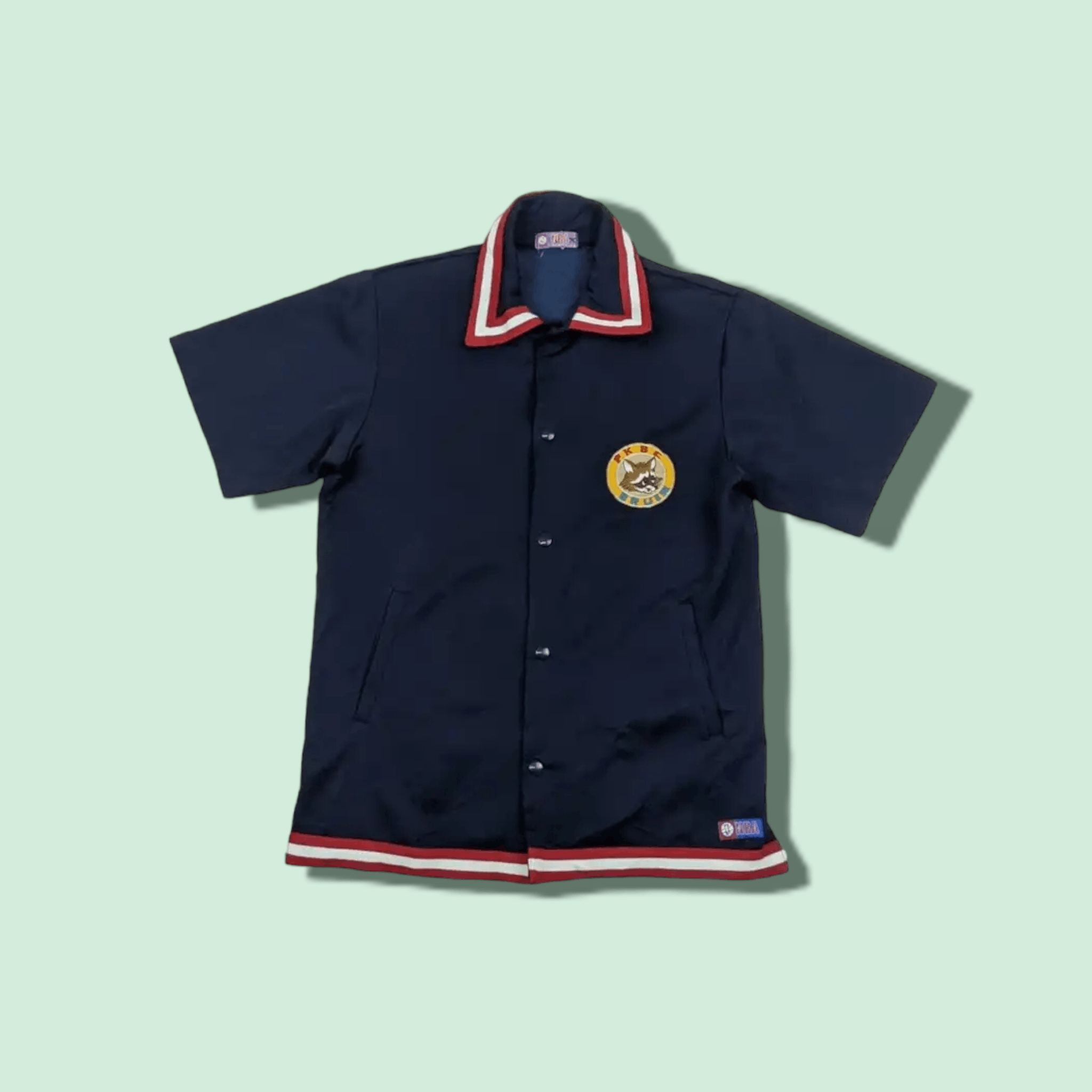 image of American College x NBA Vintage 80's Pkbc Bruin Nba Button Up Shirt in Navy, Men's (Size Medium)