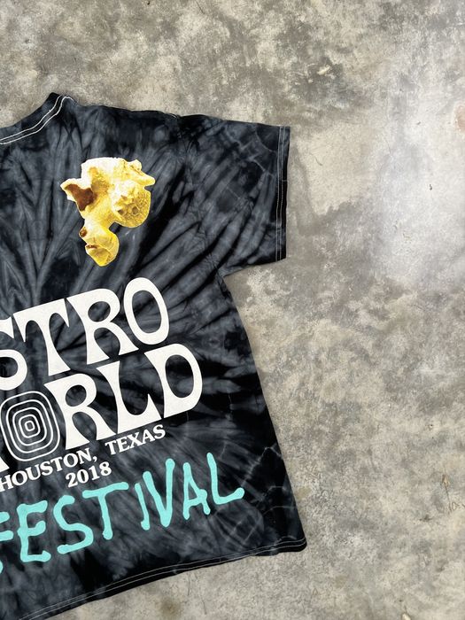 Travis Scott Travis Scott Tie Dye Astroworld Tie Dye Tee Large Popcorn ...