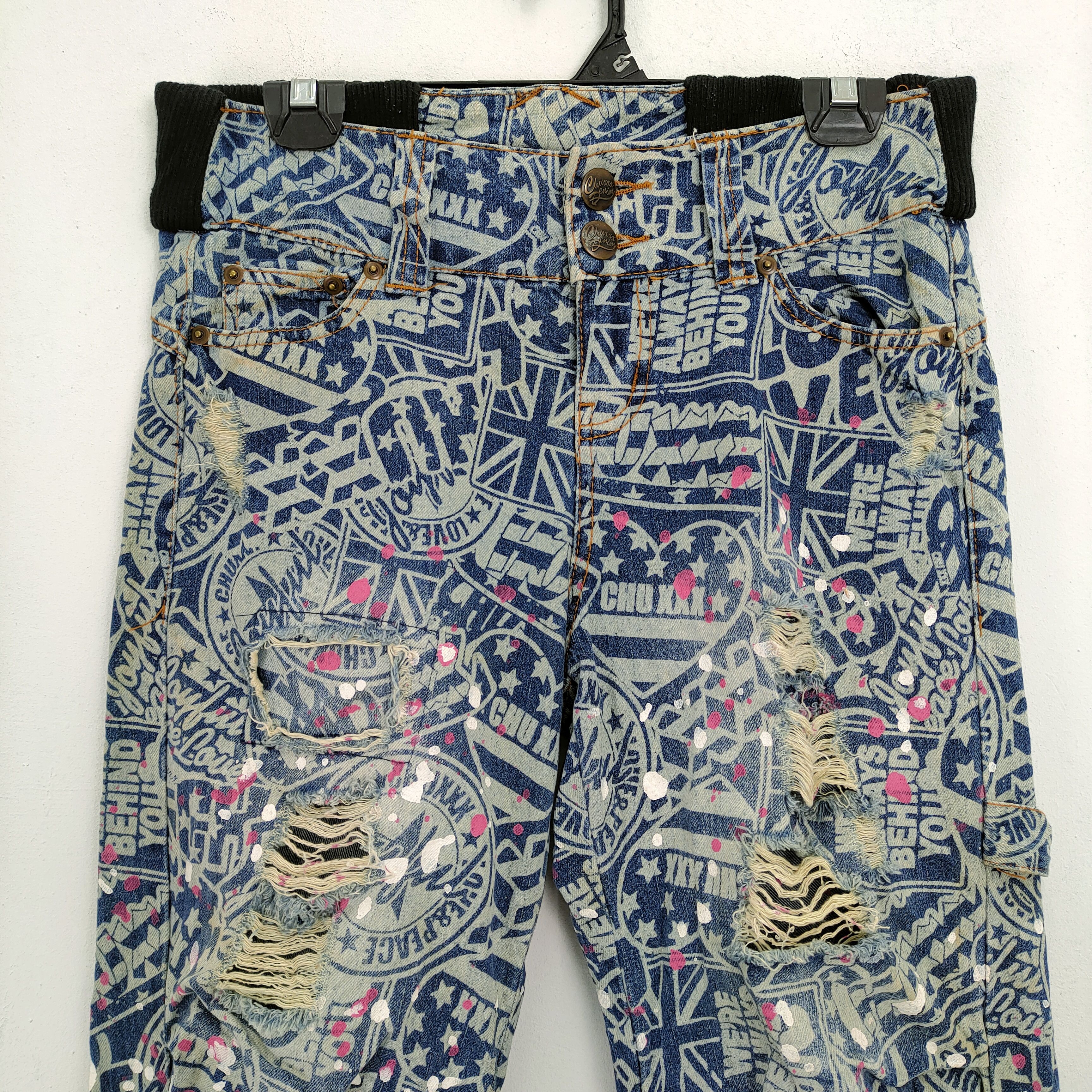 Japanese Brand CHU XXX PATCHWORK SHORT PANTS/ DISTRESSED STYLE Size US 30 / EU 46 - 2 Thumbnail