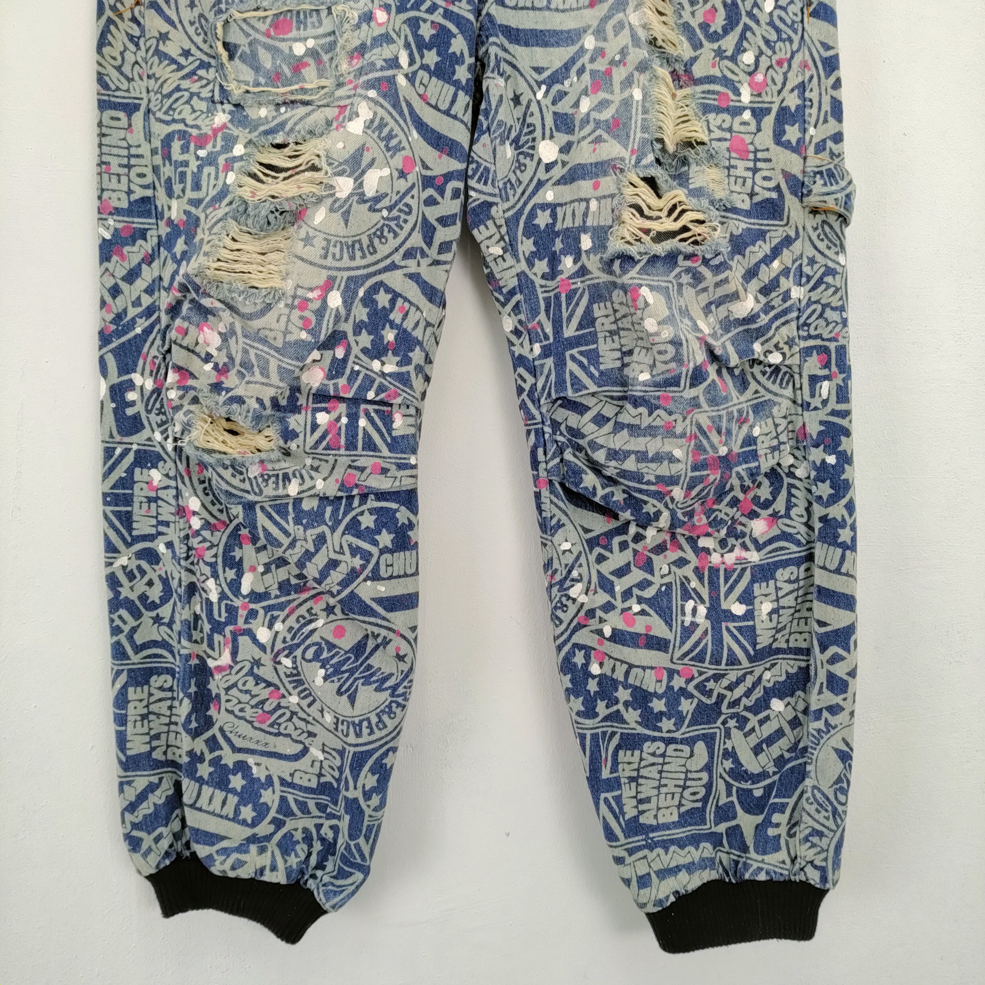 Japanese Brand CHU XXX PATCHWORK SHORT PANTS/ DISTRESSED STYLE Size US 30 / EU 46 - 3 Thumbnail