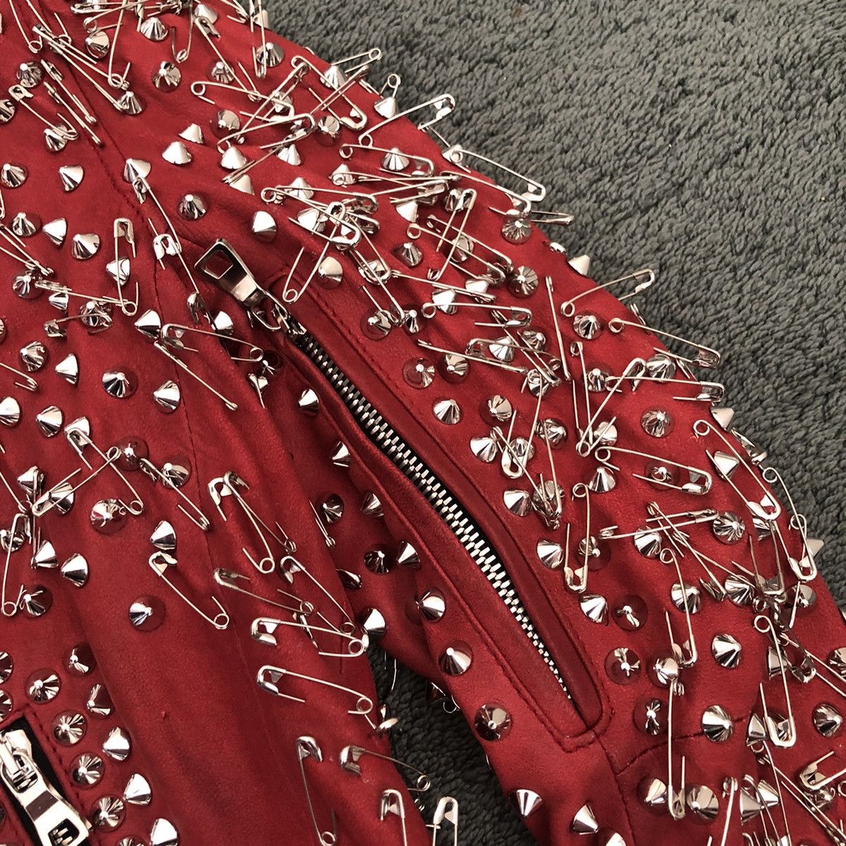 Balmain Balmain Decarnin SS11 Safety Pin Leather Biker Jacket Size XS / US 0-2 / IT 36-38 - 3 Thumbnail