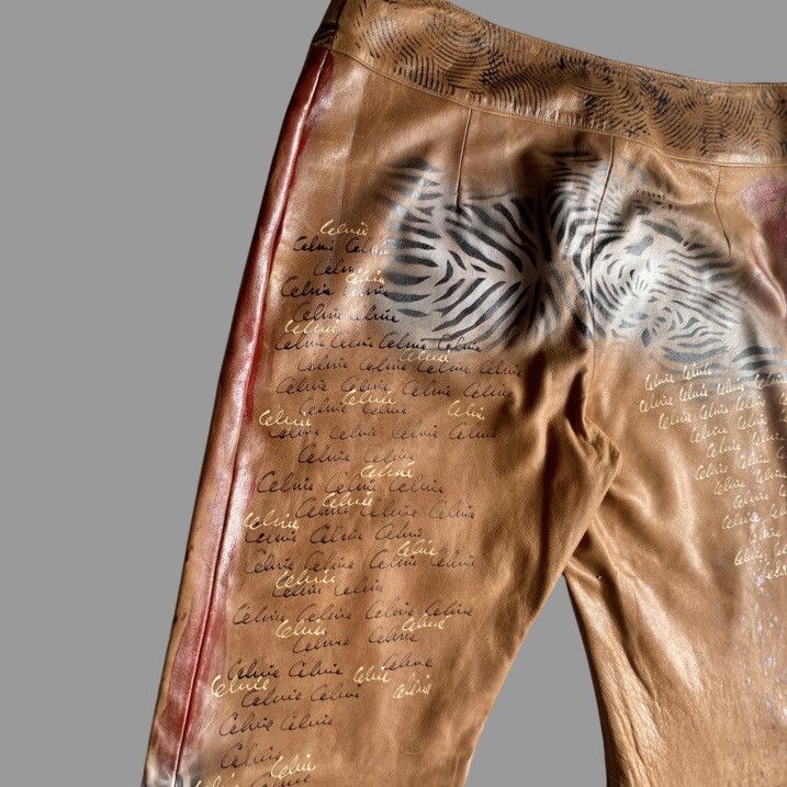 Celine Vintage SS01 Runway Painted Leather Pants Size 32" / US 10 / IT 46 - 12 Thumbnail