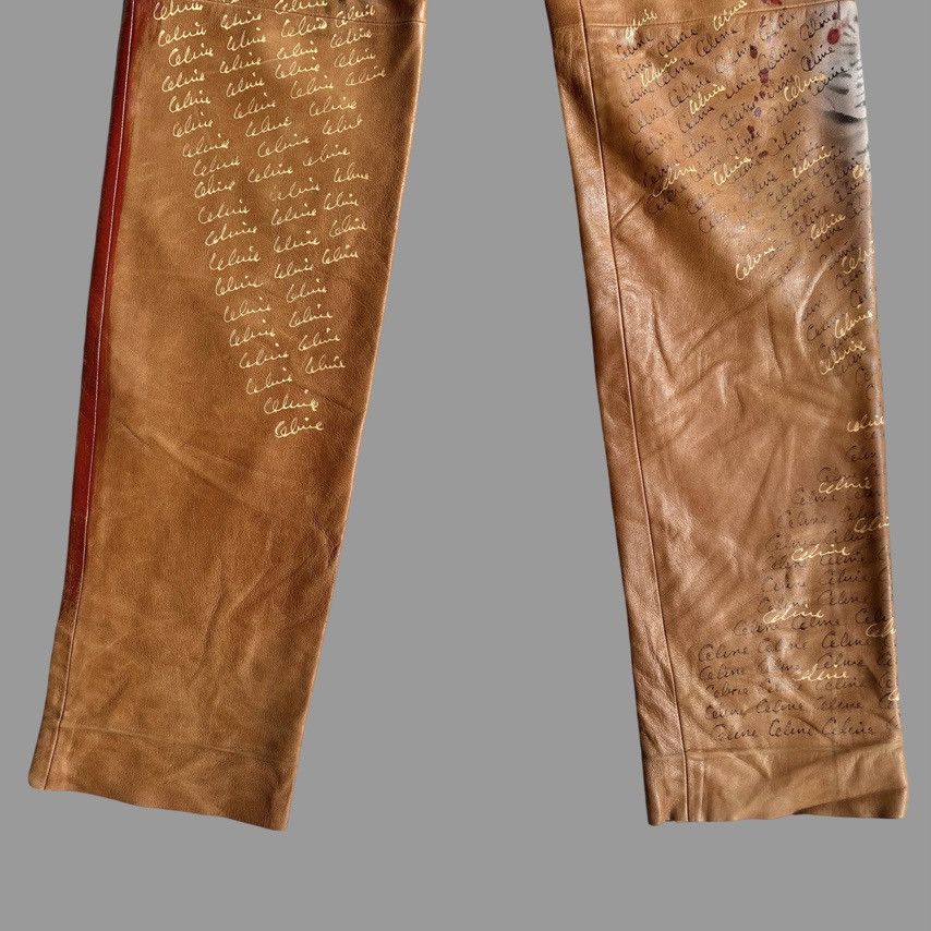 Celine Vintage SS01 Runway Painted Leather Pants Size 32" / US 10 / IT 46 - 9 Thumbnail
