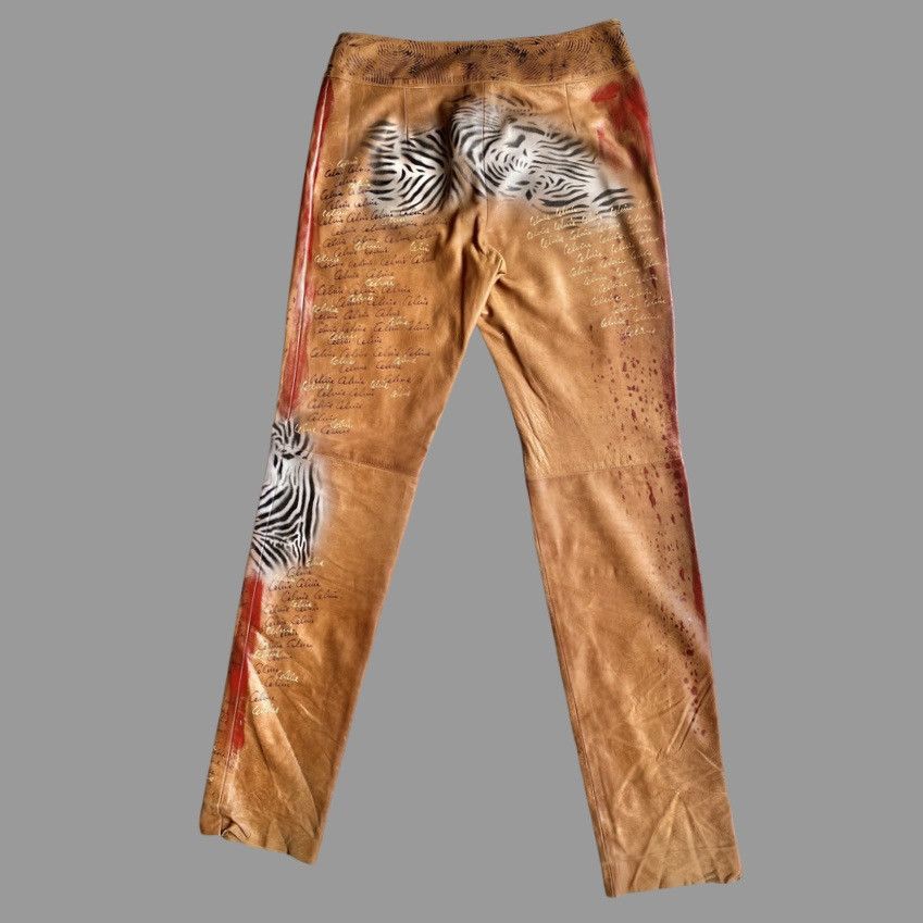Celine Vintage SS01 Runway Painted Leather Pants Size 32" / US 10 / IT 46 - 14 Thumbnail