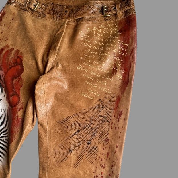 Celine Vintage SS01 Runway Painted Leather Pants Size 32" / US 10 / IT 46 - 3 Thumbnail