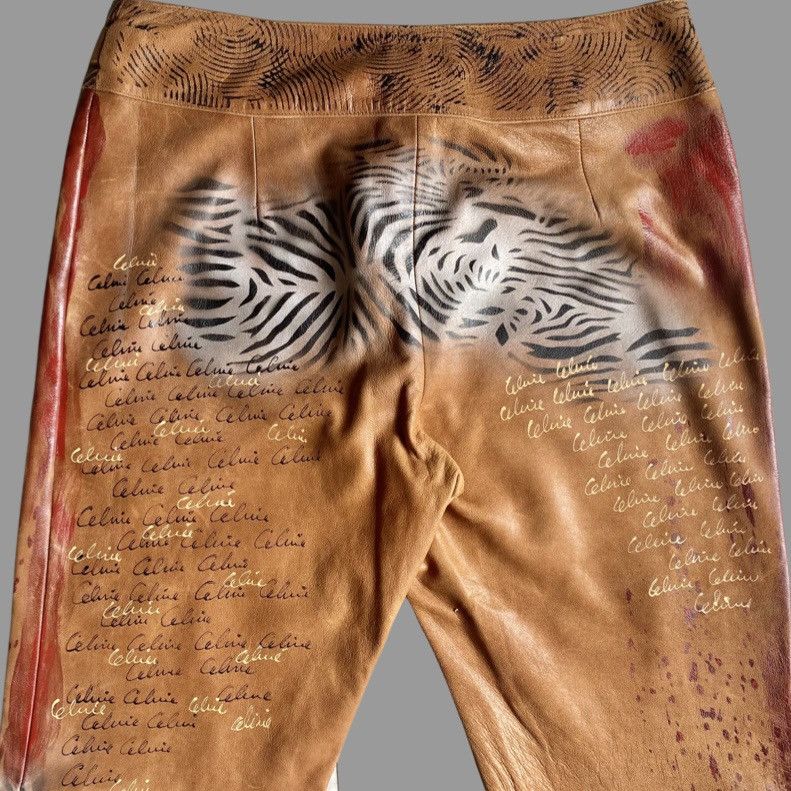 Celine Vintage SS01 Runway Painted Leather Pants Size US 32 / EU 48 - 10 Thumbnail