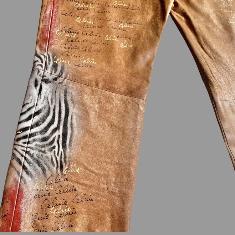 Celine Vintage SS01 Runway Painted Leather Pants Size US 32 / EU 48 - 15 Thumbnail