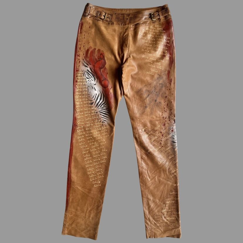 Celine Vintage SS01 Runway Painted Leather Pants Size US 32 / EU 48 - 1 Thumbnail