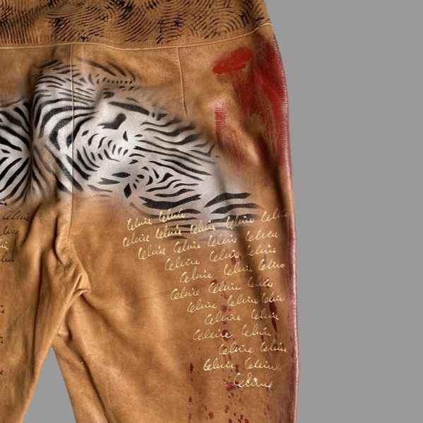 Celine Vintage SS01 Runway Painted Leather Pants Size US 32 / EU 48 - 12 Thumbnail