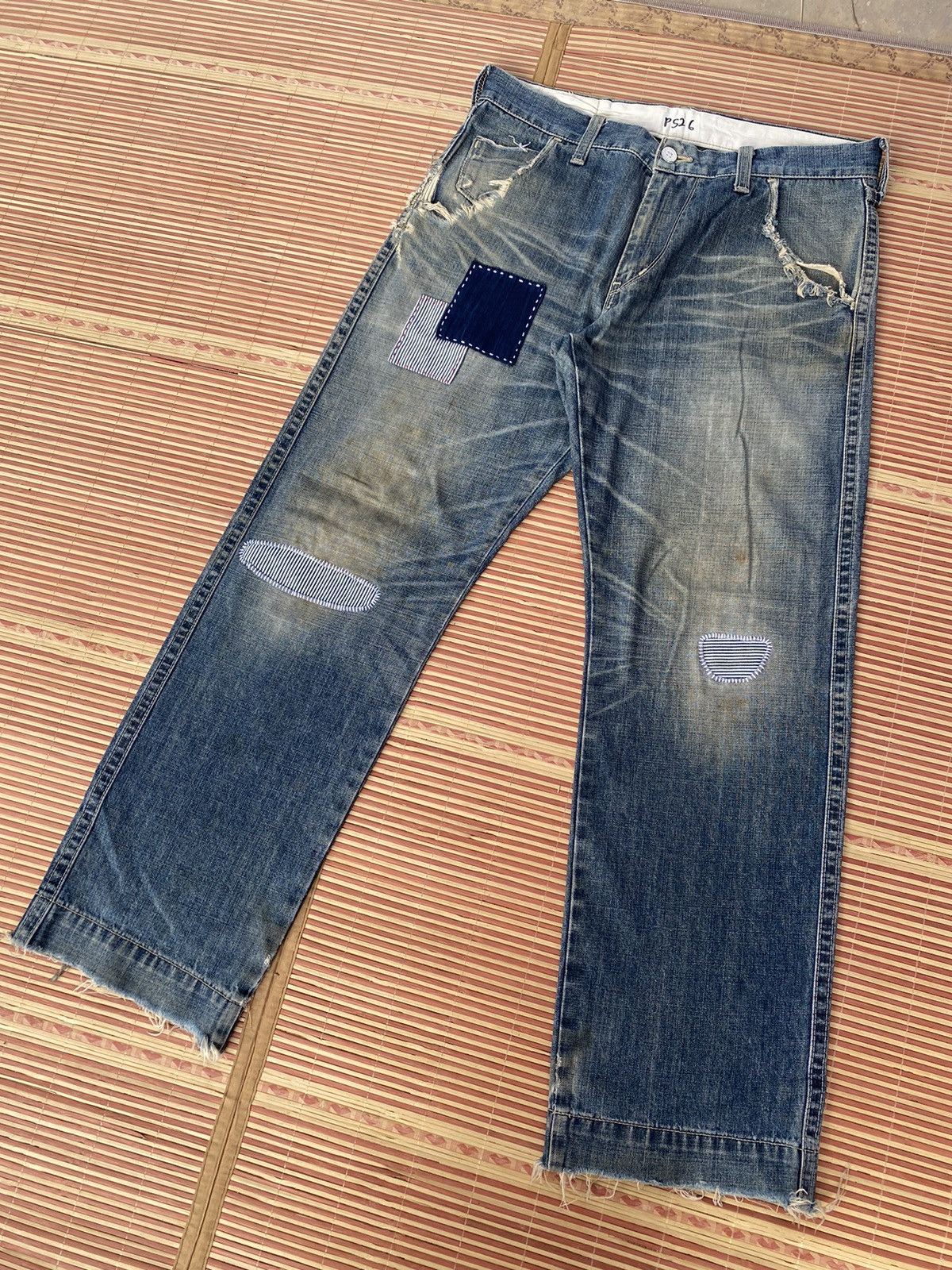 image of Distressed Denim x Levis Vintage Levis Rework And Distressed Pant in Blue, Men's (Size 35)