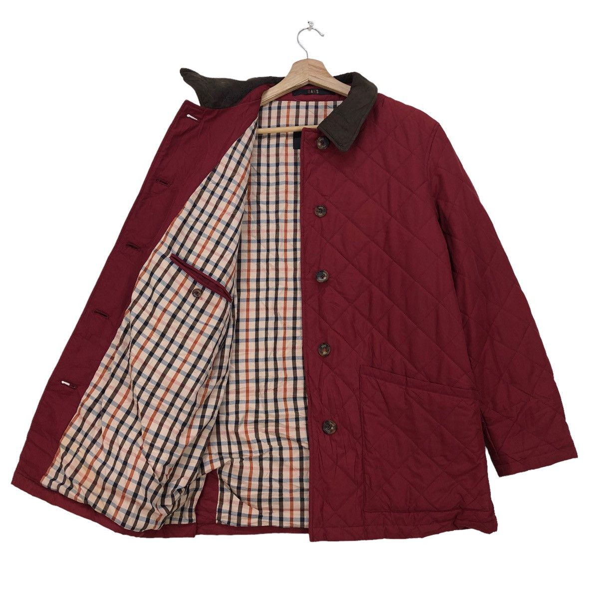 image of Daks London Quilted Jacket in Maroon, Women's (Size Medium)