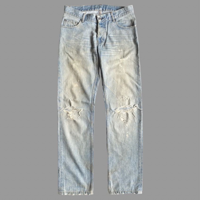 image of Helmut Lang Archive Vintage Clean Broken Denim Low Waist Conture in Blue, Men's (Size 32)