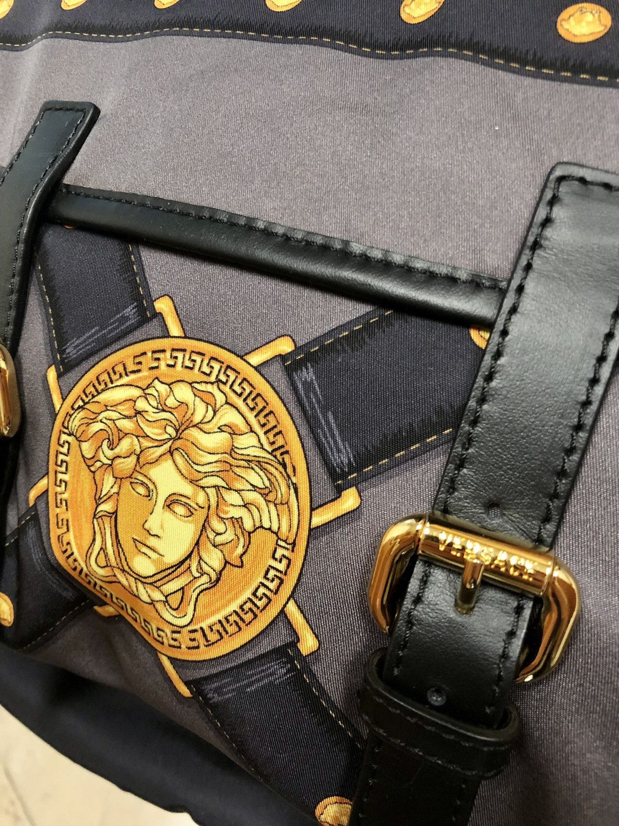 Versace Bondage Medusa Head Backpack In Grey Nylon/Leather Size ONE SIZE - 9 Thumbnail