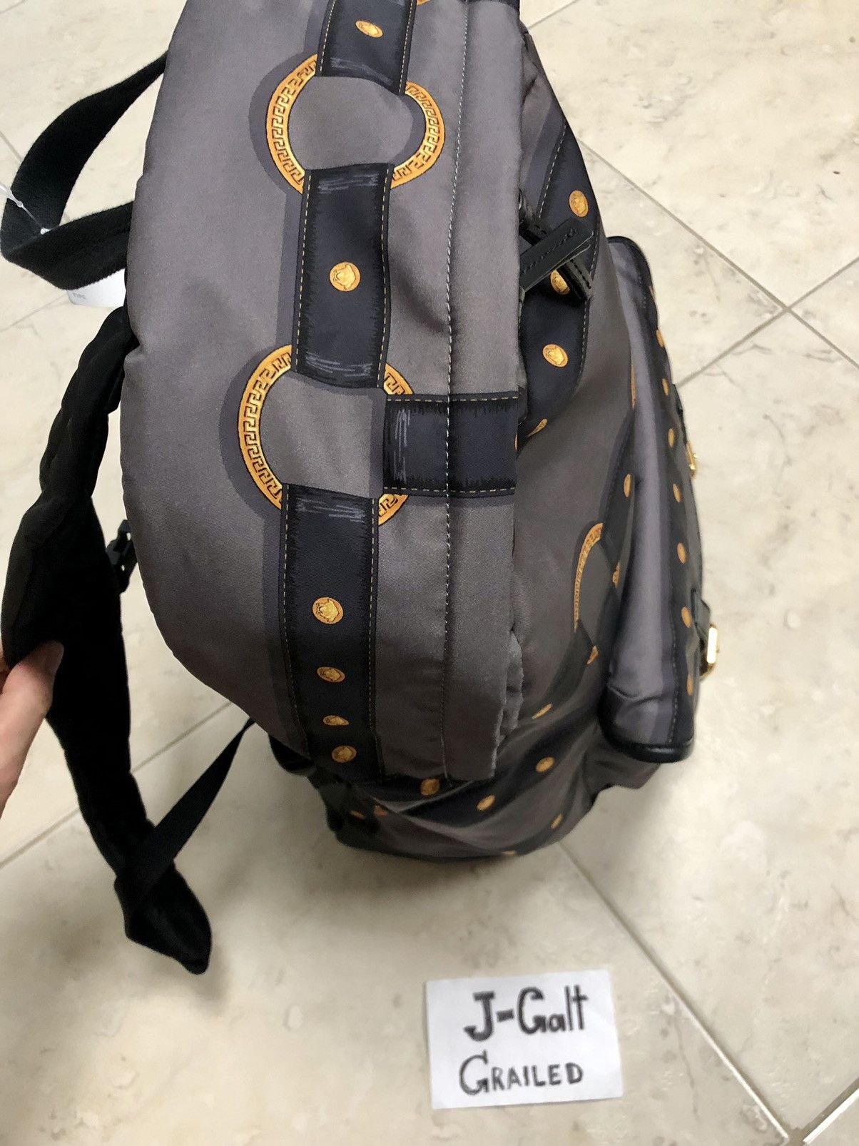 Versace Bondage Medusa Head Backpack In Grey Nylon/Leather Size ONE SIZE - 13 Thumbnail
