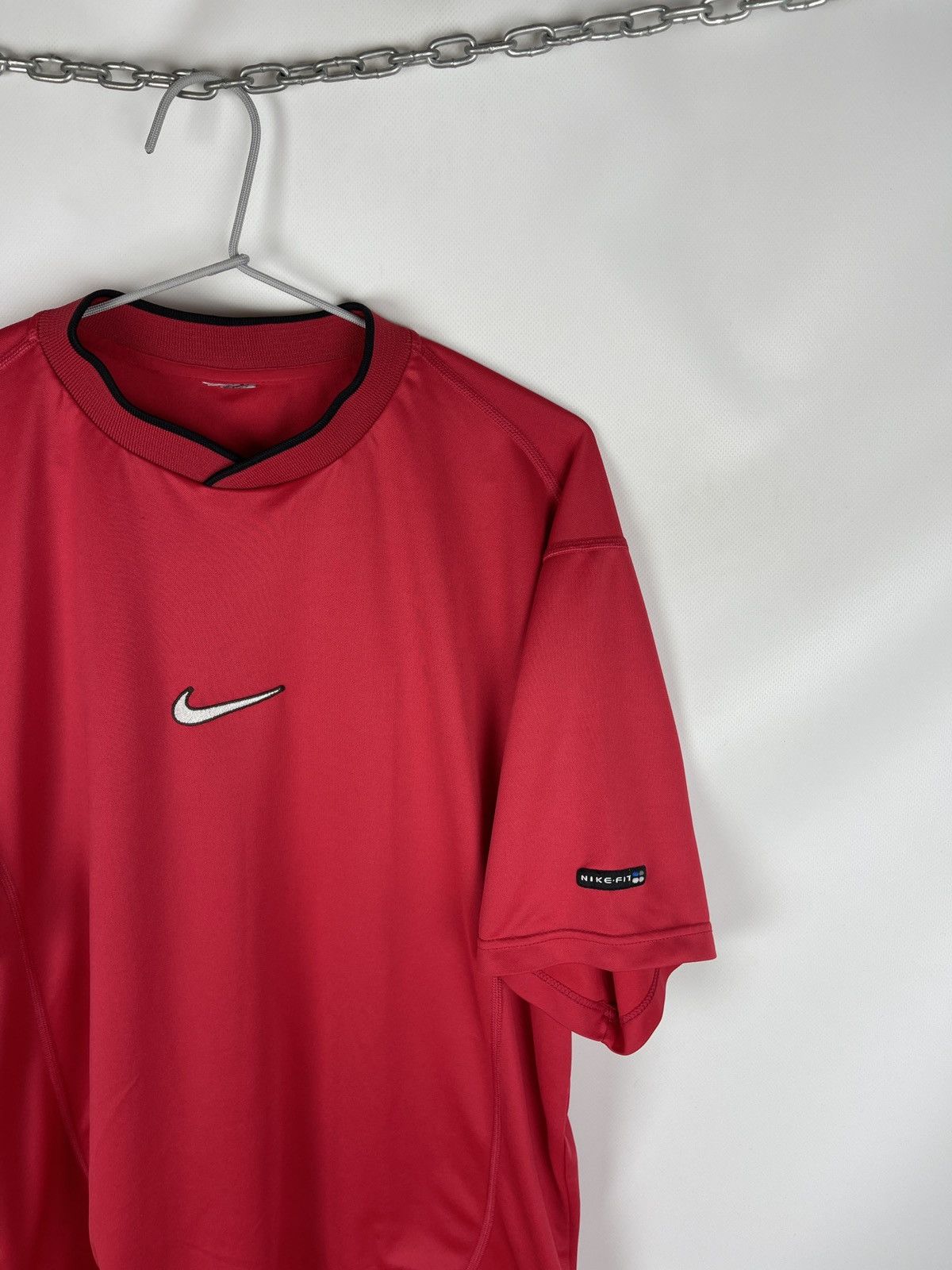 Nike Nike vintage 90s double center logo jersey tee shirt swoosh Size US L / EU 52-54 / 3 - 4 Thumbnail