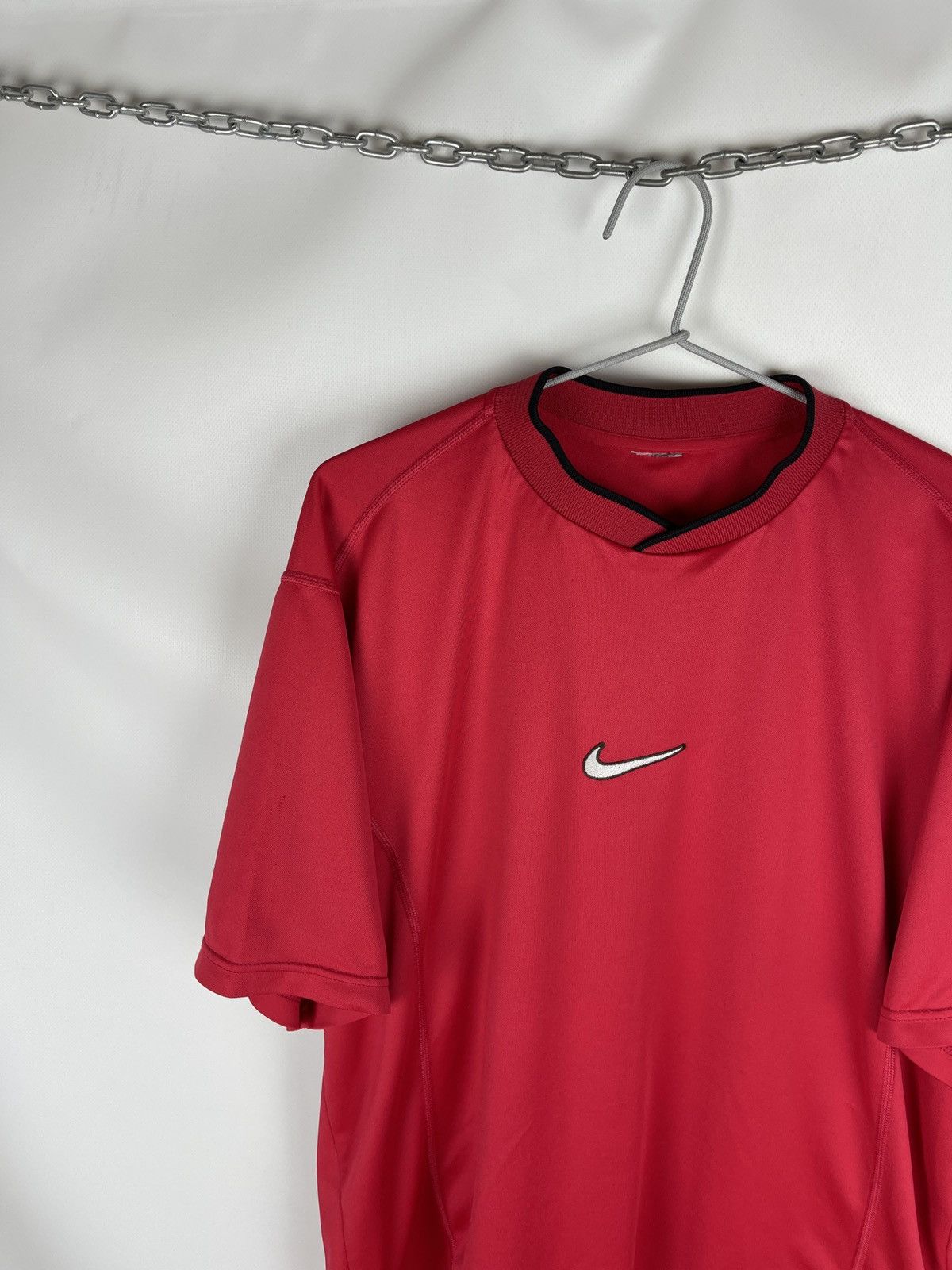 Nike Nike vintage 90s double center logo jersey tee shirt swoosh Size US L / EU 52-54 / 3 - 3 Thumbnail