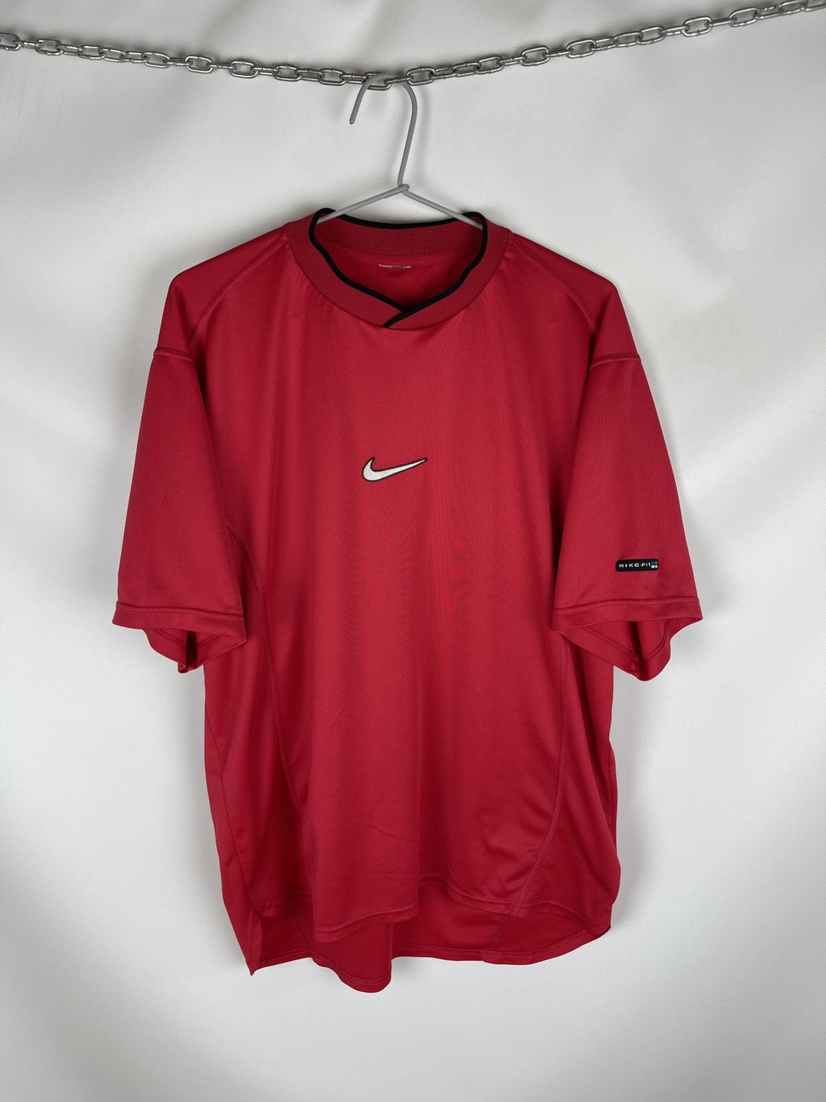 Nike Nike vintage 90s double center logo jersey tee shirt swoosh Size US L / EU 52-54 / 3 - 1 Thumbnail