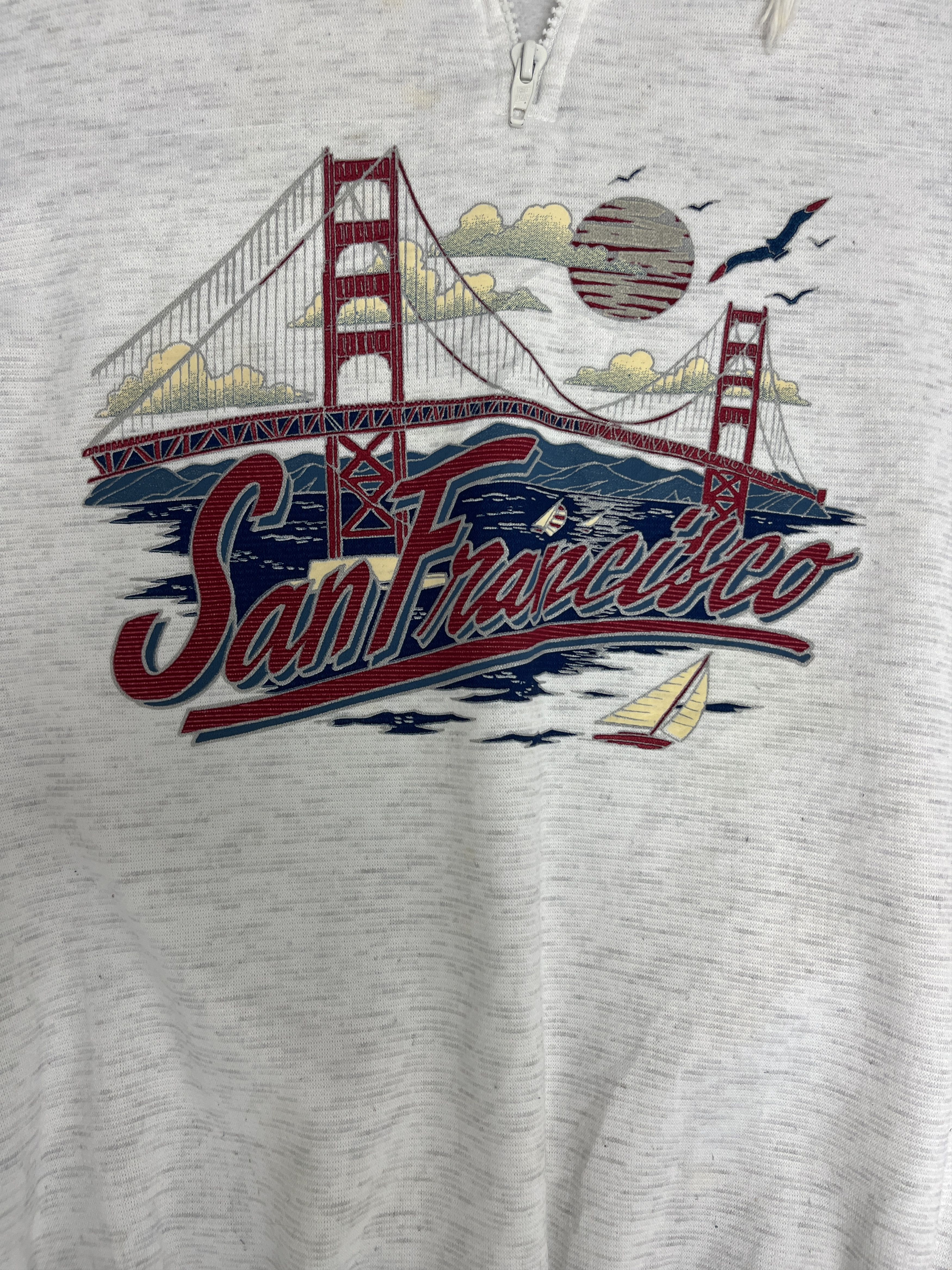San Francisco Golden Gate Bridge Quarter Zip Vintage Sweater