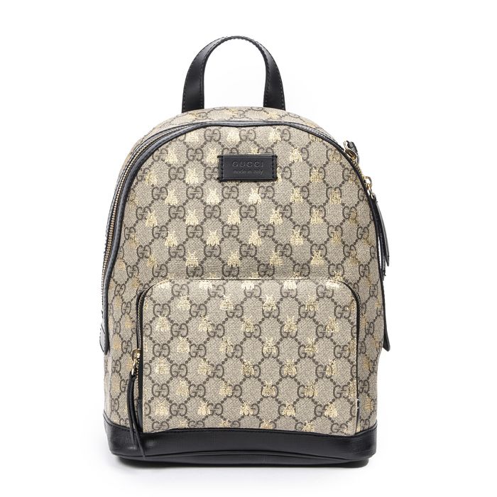 Gucci Bees Small Day Backpack in Brown/Black/Gold Bees Print Supreme ...