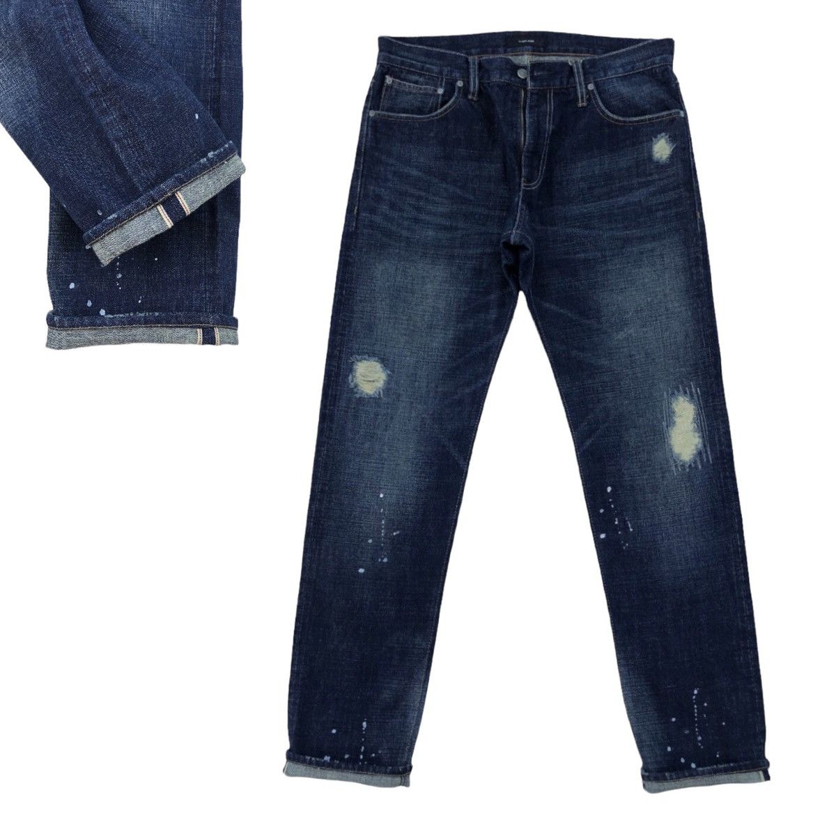 Global Work Japanese Global Work Distressed Painted Selvedge Denim Pants Size US 34 / EU 50 - 1 Thumbnail