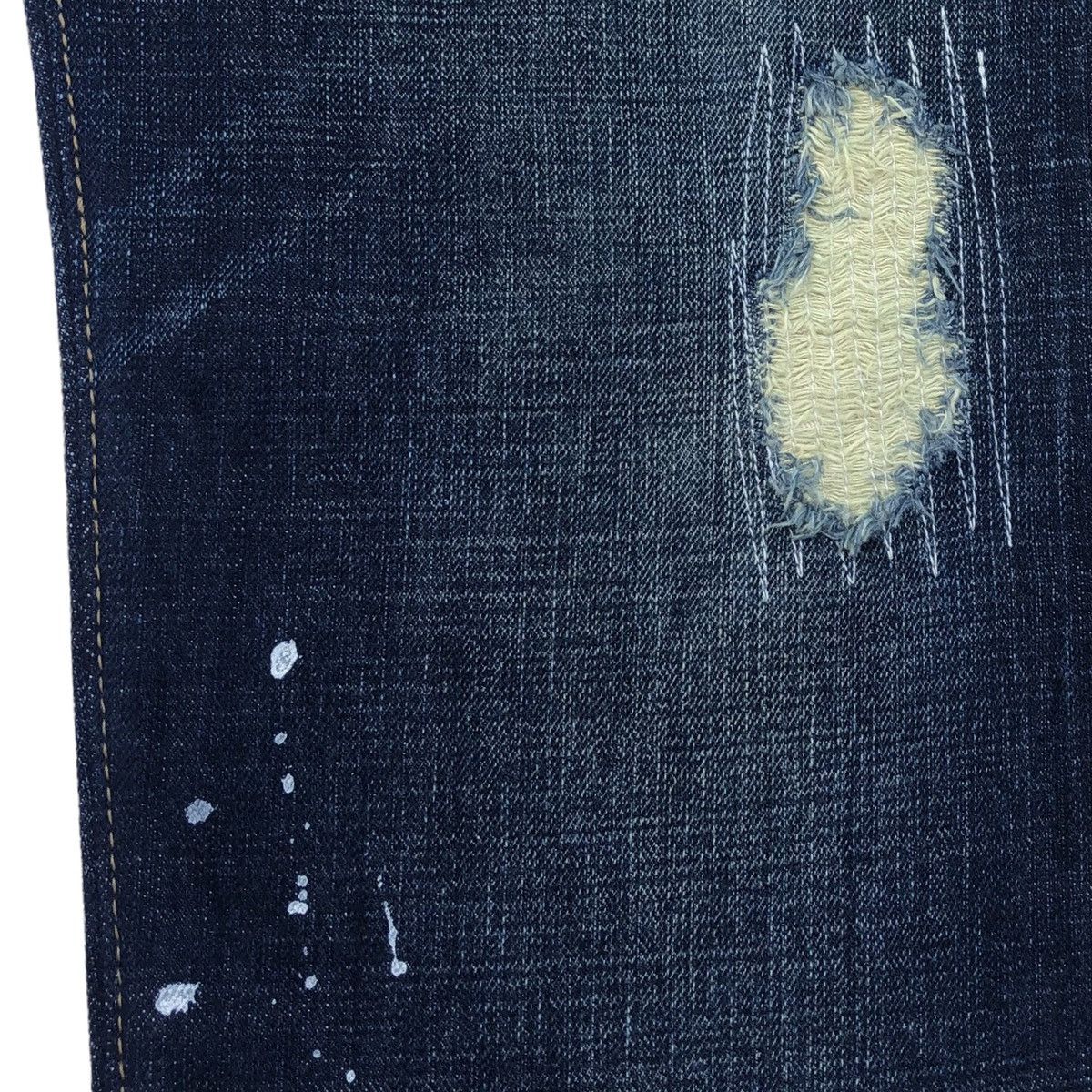 Global Work Japanese Global Work Distressed Painted Selvedge Denim Pants Size US 34 / EU 50 - 6 Thumbnail