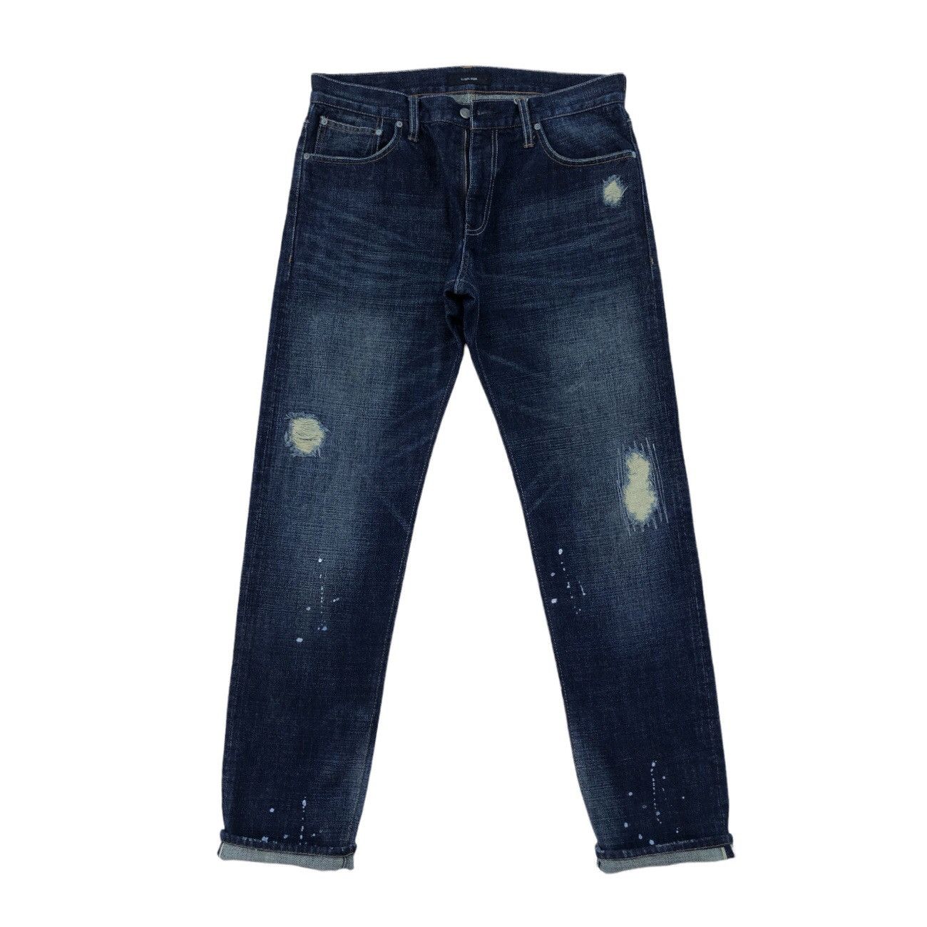 Global Work Japanese Global Work Distressed Painted Selvedge Denim Pants Size US 34 / EU 50 - 2 Thumbnail