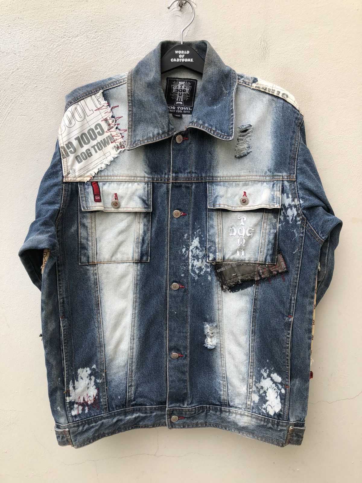 Dogtown Vintage Dog Town Distress Patchwork Oversized Denim Jacket Size US L / EU 52-54 / 3 - 7 Thumbnail