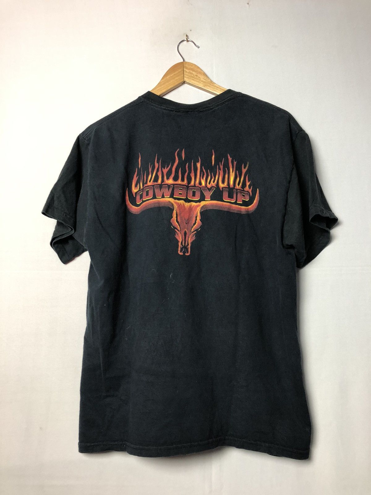 Fruit Of The Loom Vintage Cowboy up men black t shirt Size US L / EU 52-54 / 3 - 1 Thumbnail