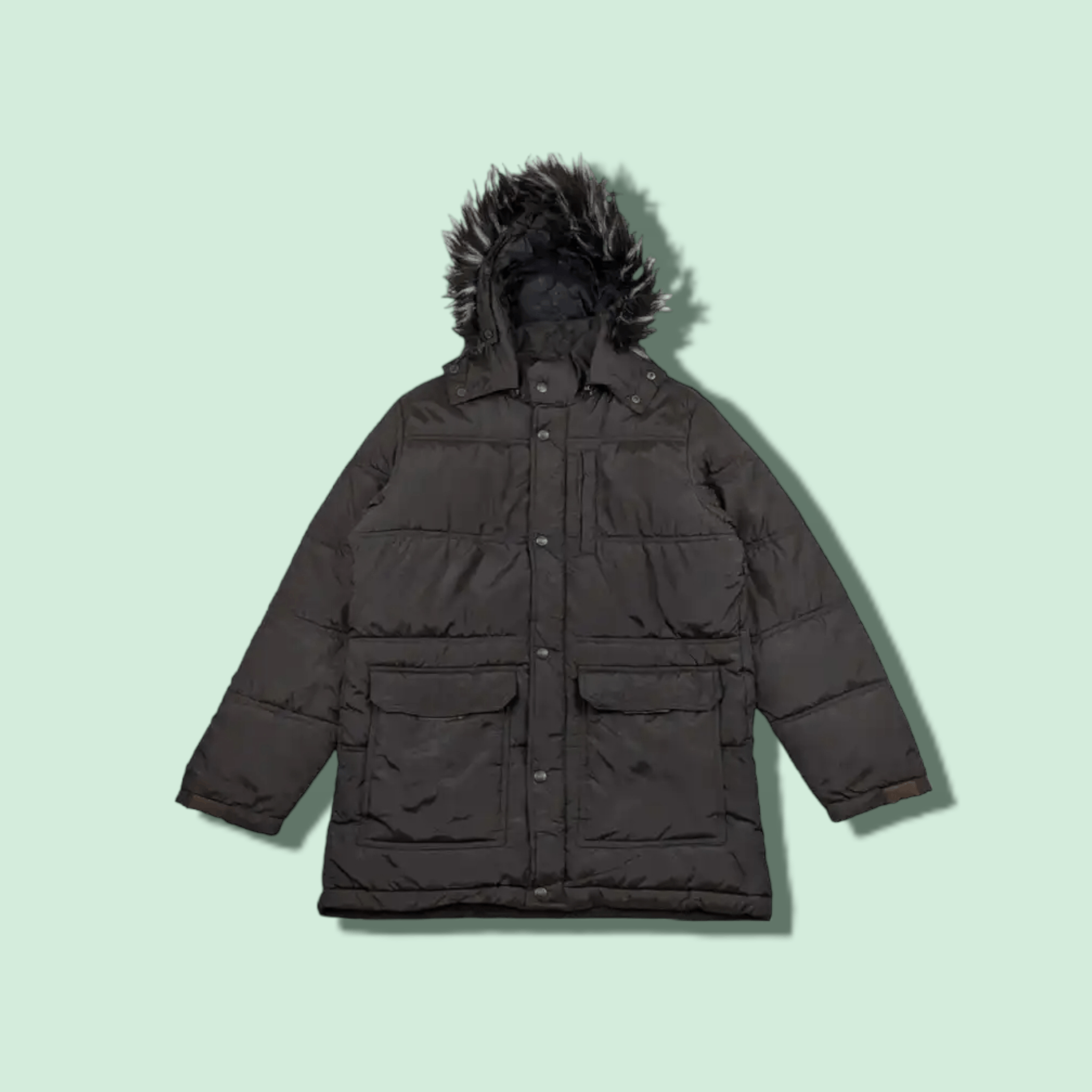 image of Converse Winter Mountain Hiking Trekking Puffer Parka Jacket in Green Brown, Men's (Size Medium)