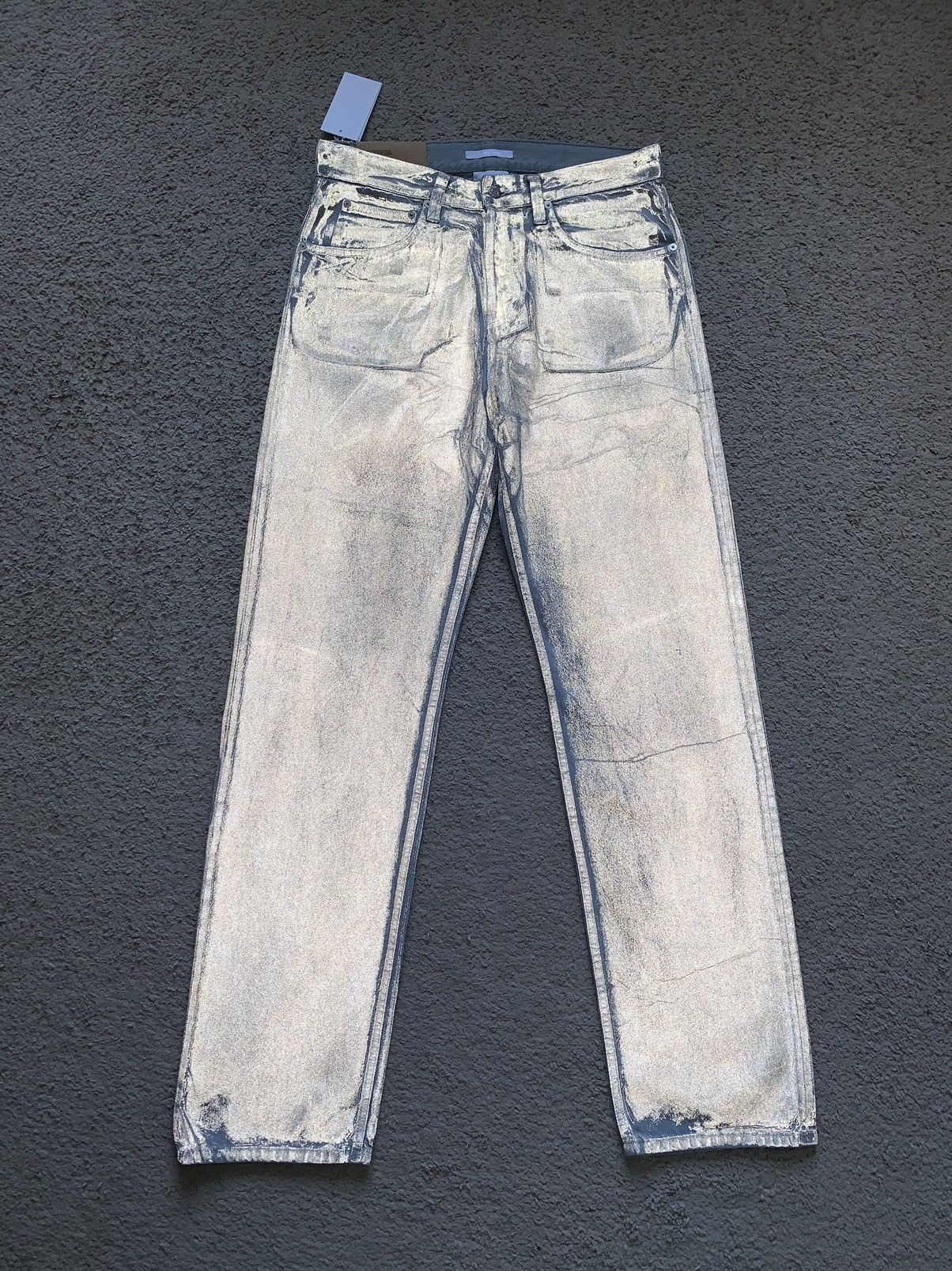 image of Helmut Lang Reflective Stack Jeans in Reflective Grey, Men's (Size 33)