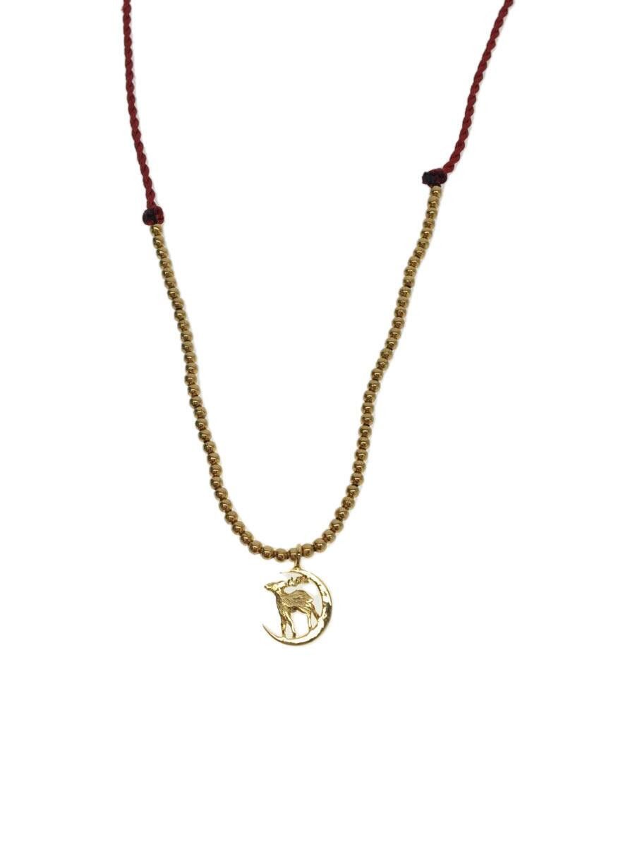 image of Undercover Bead Deer Necklace in Gold Red, Men's