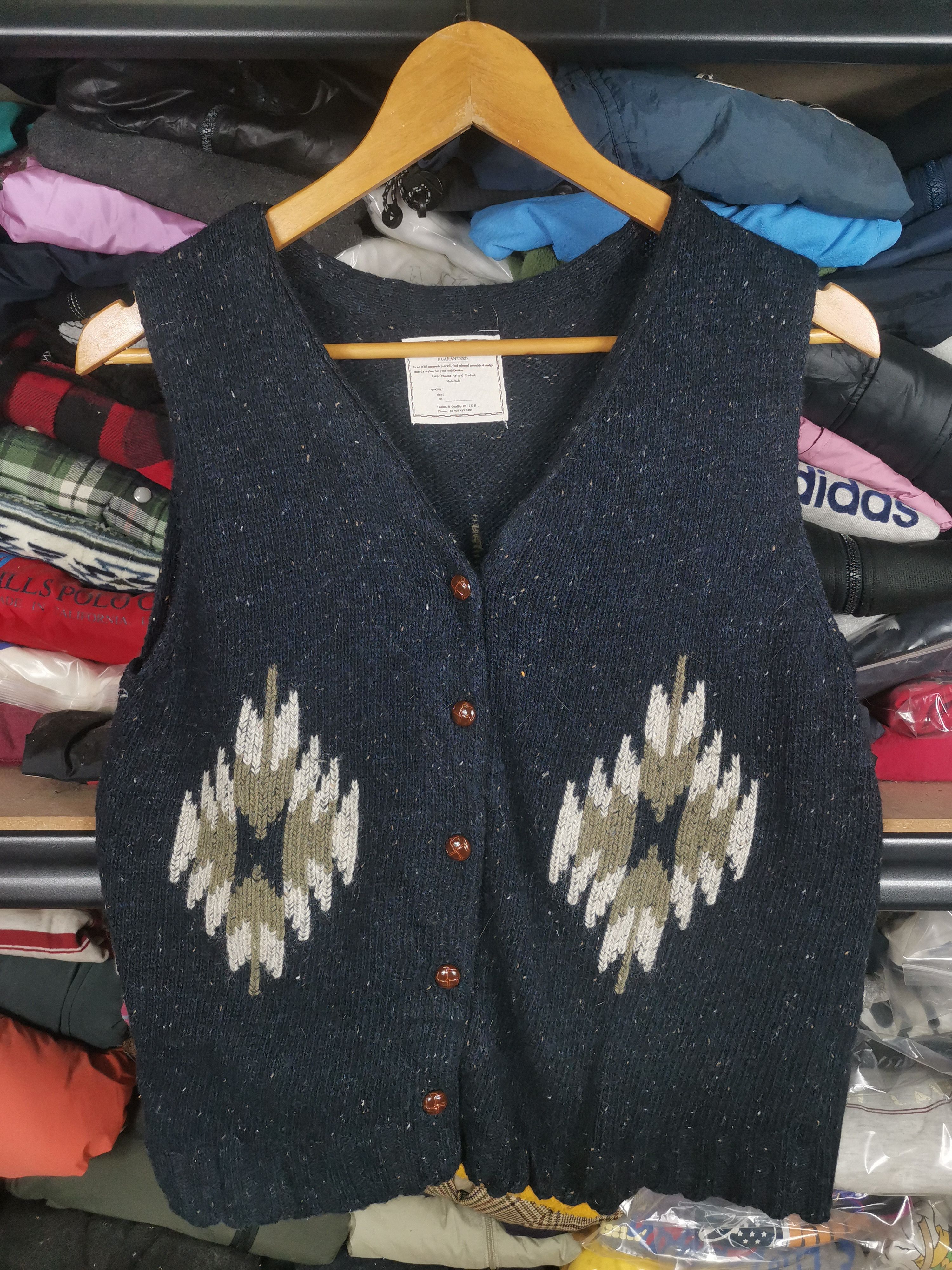 Japanese Brand Vintage Ichi Navajo Wool Knit Vest Size US S / EU 44-46 / 1 - 1 Thumbnail
