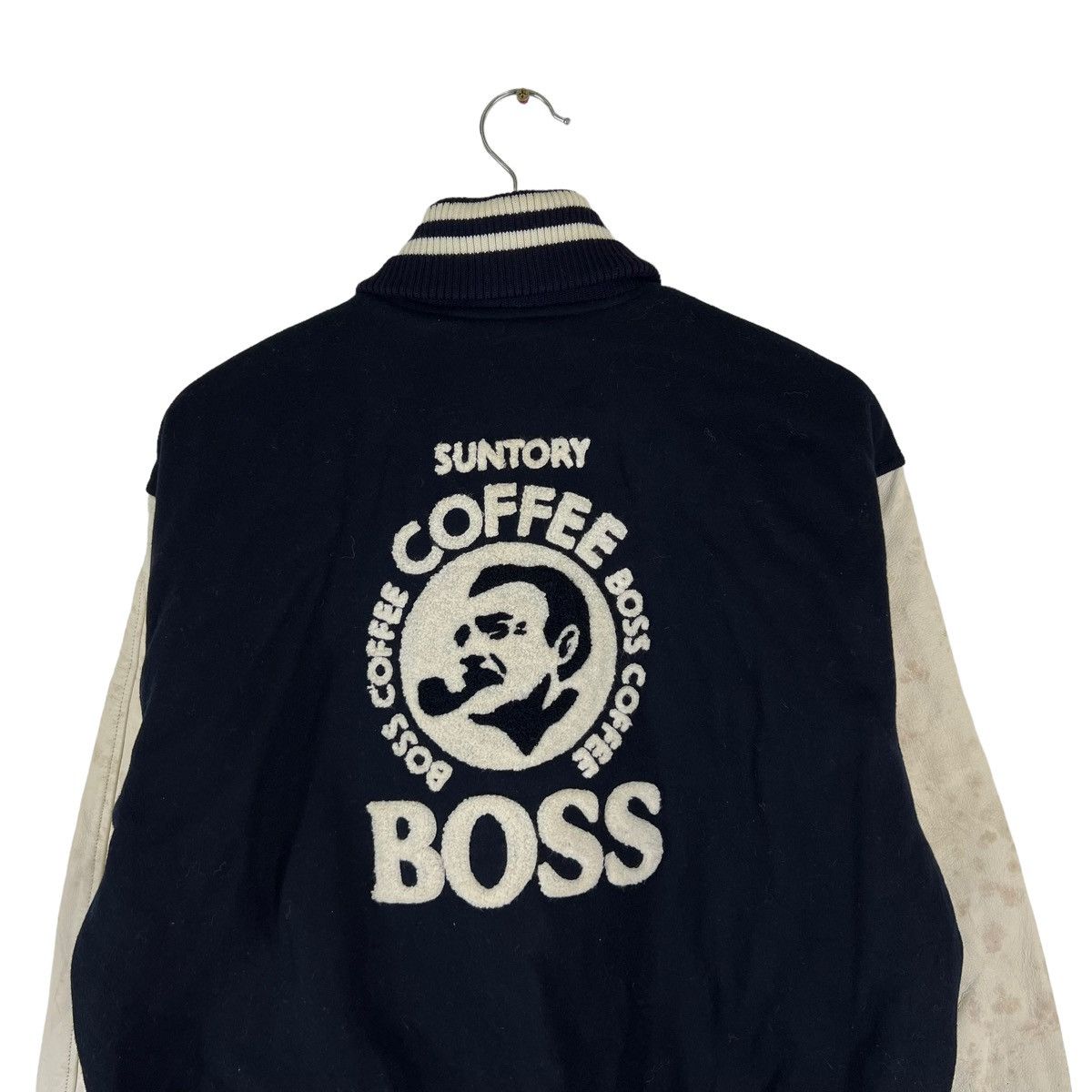 Japanese Brand VINTAGE VARSITY JACKET LEATHER HANDLING SUNTORY COFFEE BOSS Size US M / EU 48-50 / 2 - 9 Thumbnail