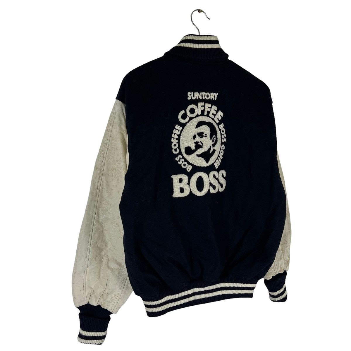 Japanese Brand VINTAGE VARSITY JACKET LEATHER HANDLING SUNTORY COFFEE BOSS Size US M / EU 48-50 / 2 - 10 Thumbnail