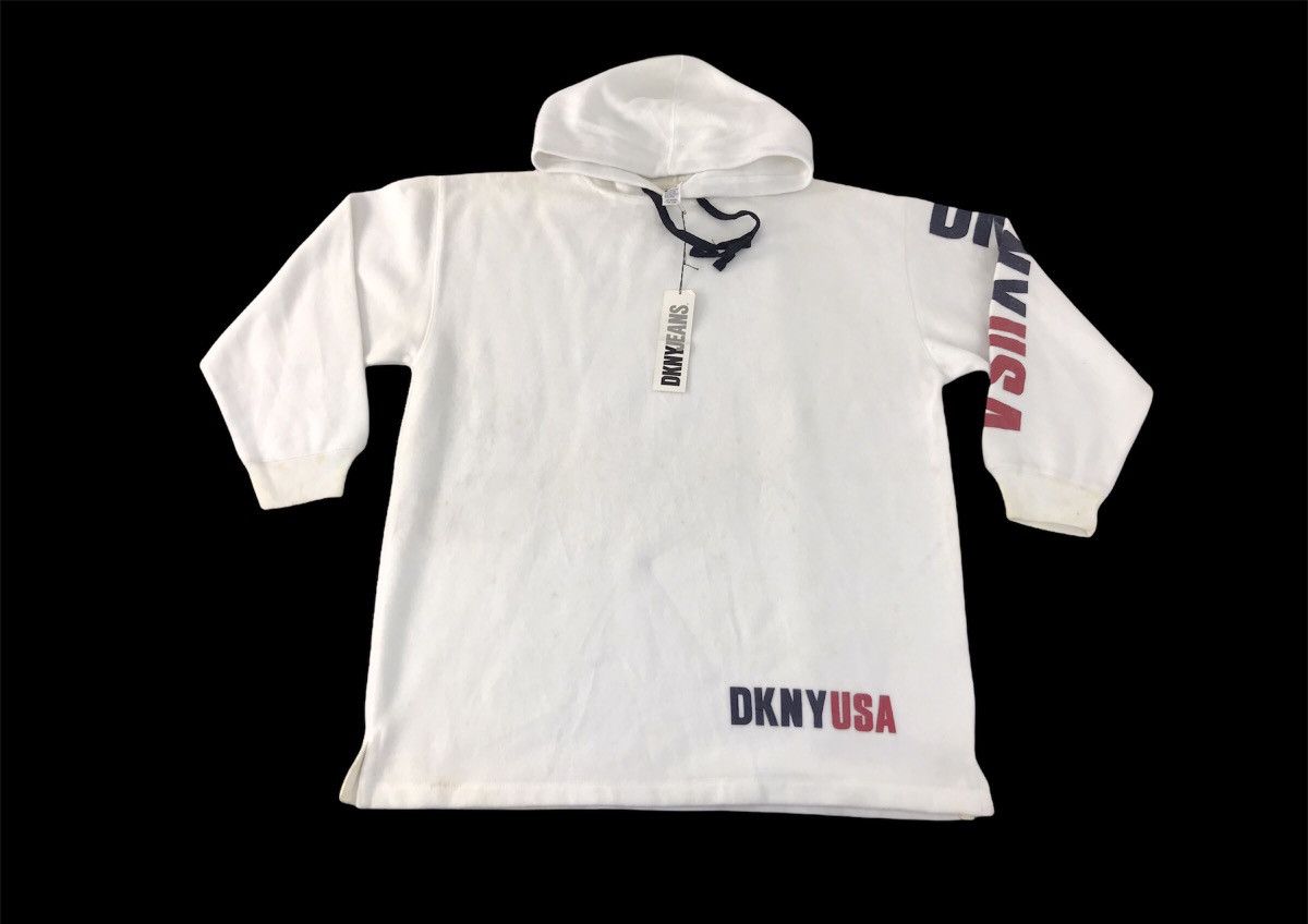 DKNY × Designer DKNY Jeans USA Hoodies Spell Out Pull Over Side Tape Size US XL / EU 56 / 4 - 1 Thumbnail