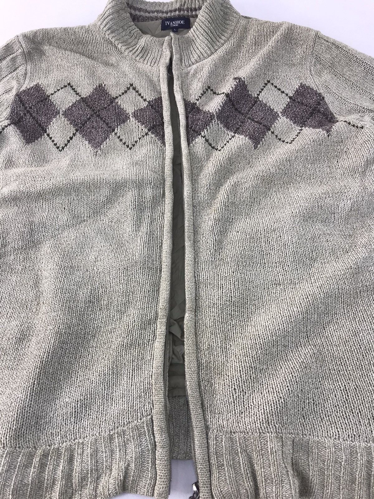 Japanese Brand × Vintage Ivan Hoe Homme Knit Jacket Fashion Quilted Inner Checked Size US L / EU 52-54 / 3 - 3 Thumbnail