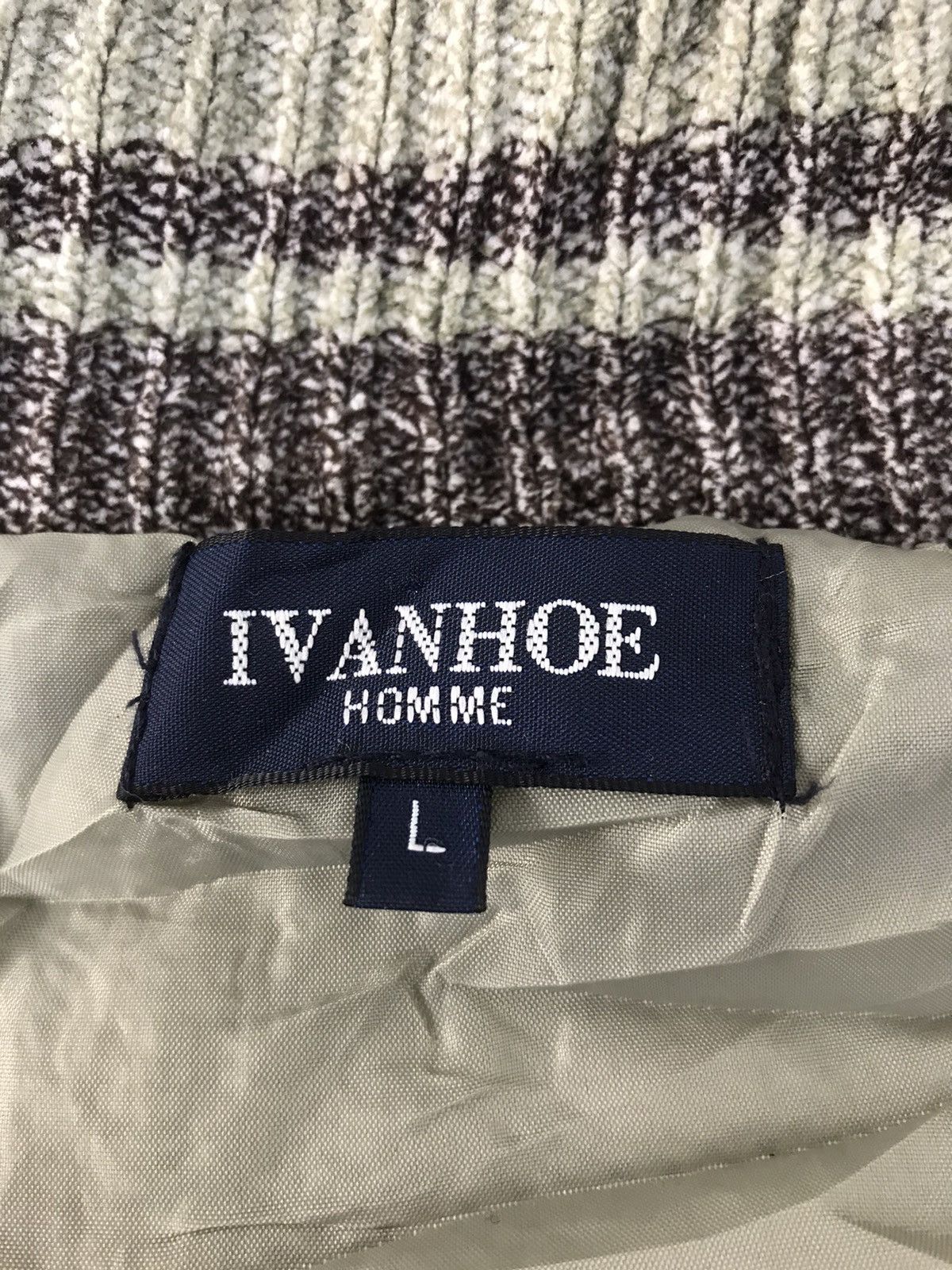 Japanese Brand × Vintage Ivan Hoe Homme Knit Jacket Fashion Quilted Inner Checked Size US L / EU 52-54 / 3 - 5 Thumbnail