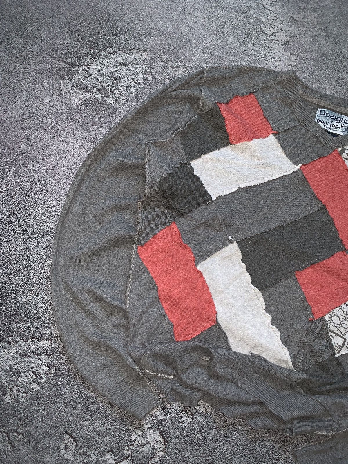 Designer × Vintage Desigual M patchwork sweater knit wear pullover raglan vneck Size US M / EU 48-50 / 2 - 3 Thumbnail