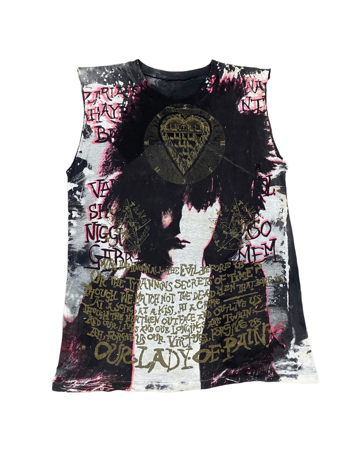 image of Vtg80’S Siouxsie & The Banshees Tanks Acid Wash Band Tees in Acid Wash Black, Men's (Size Medium)
