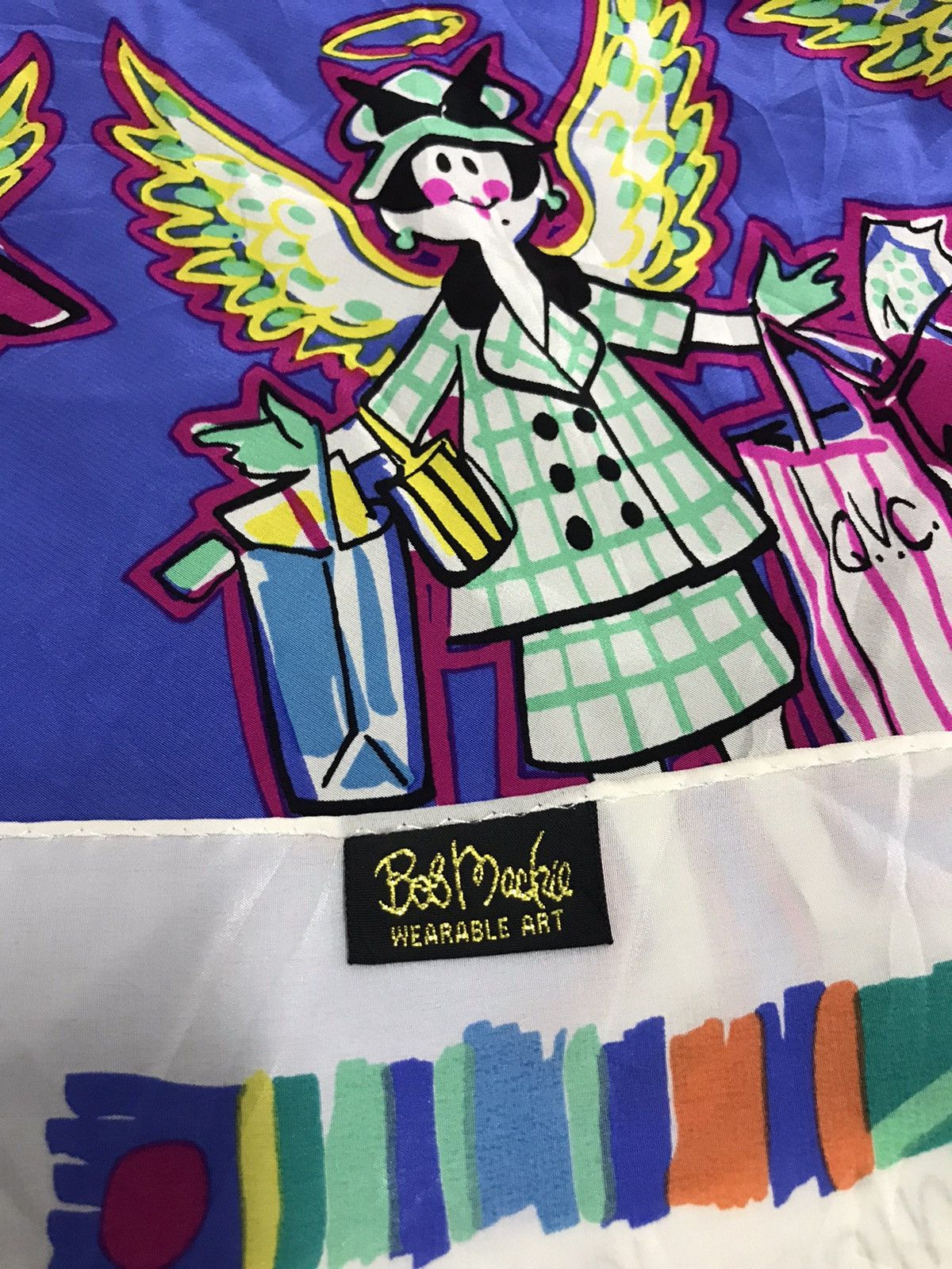 Other Vintage 90s Education Guardian Angel Bob Mackie Silk Scarf Size ONE SIZE - 6 Thumbnail