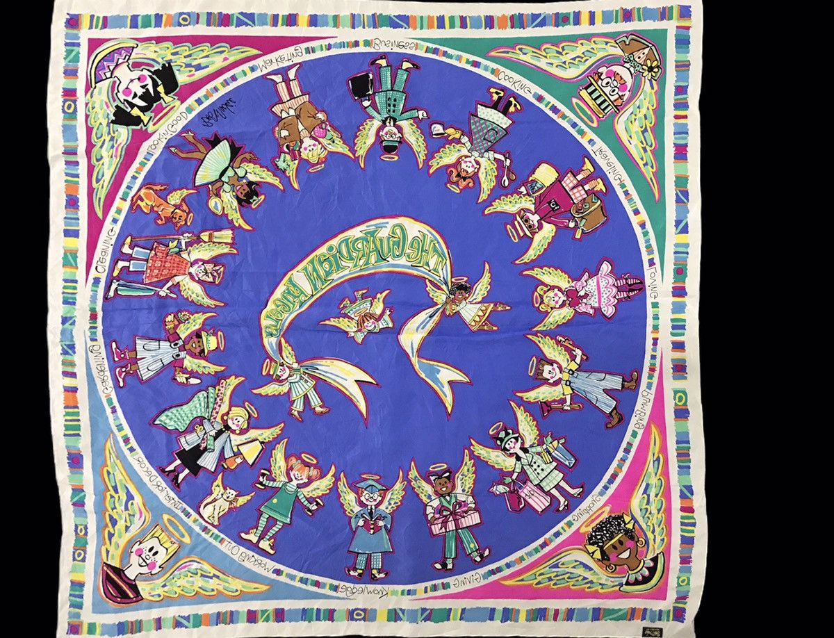 Other Vintage 90s Education Guardian Angel Bob Mackie Silk Scarf Size ONE SIZE - 2 Thumbnail