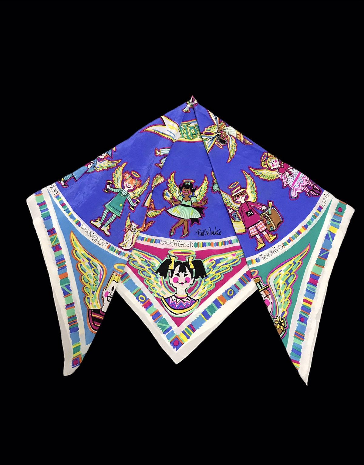 Other Vintage 90s Education Guardian Angel Bob Mackie Silk Scarf Size ONE SIZE - 3 Thumbnail