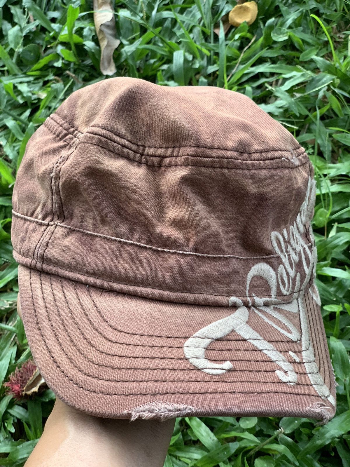 image of Distressed Denim x True Religion Hat Distressed Style in Brown, Men's